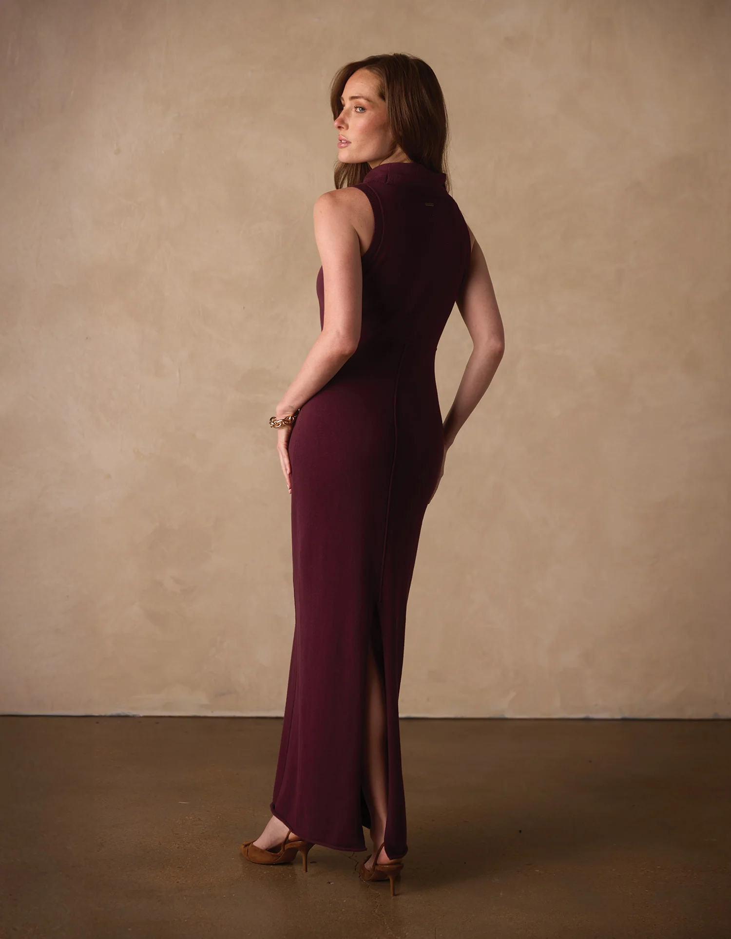 Eloise Column Dress in Port Wine - Image 5