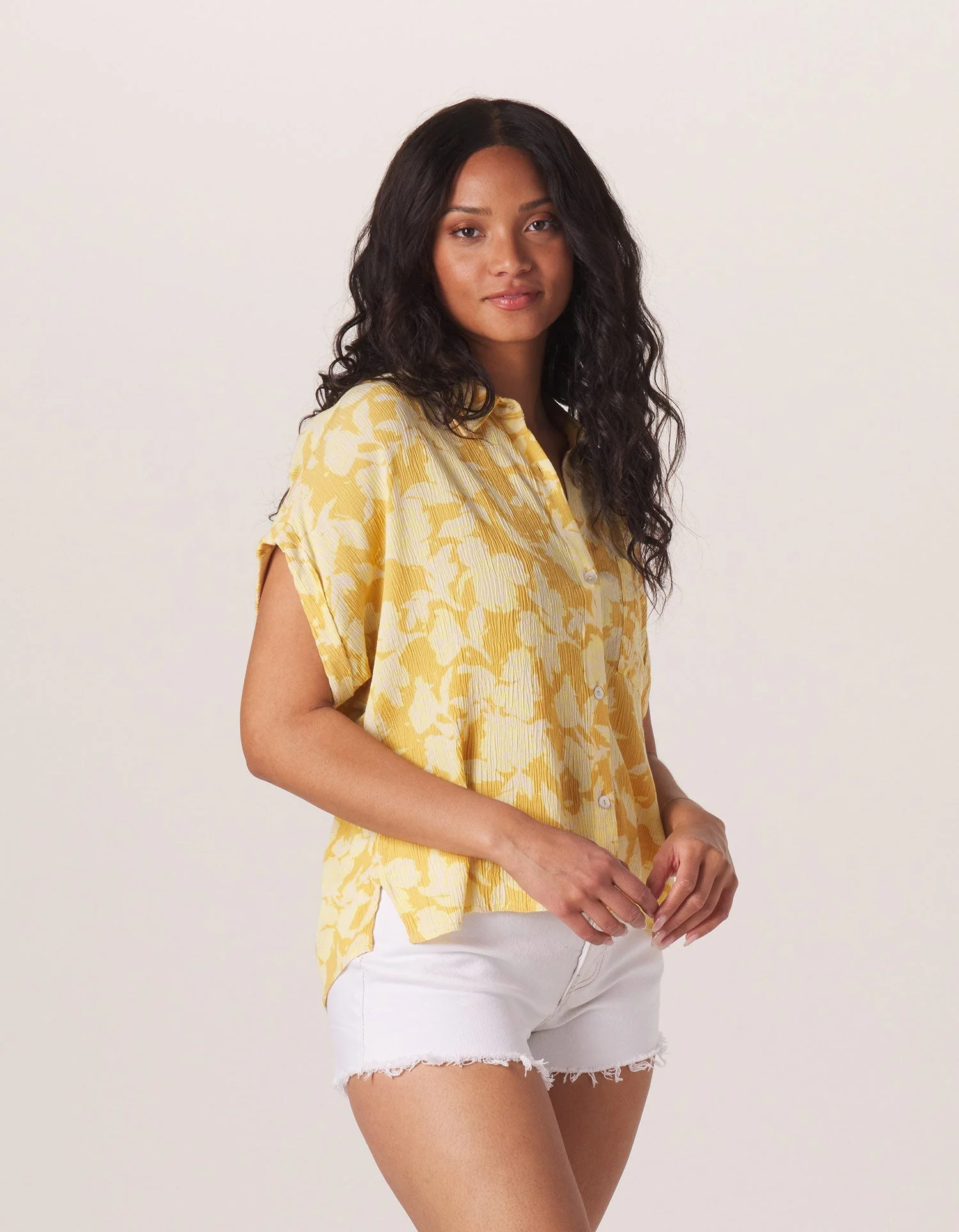 Ezra Crepe Camp Shirt in Cliff Rose Print - Image 2