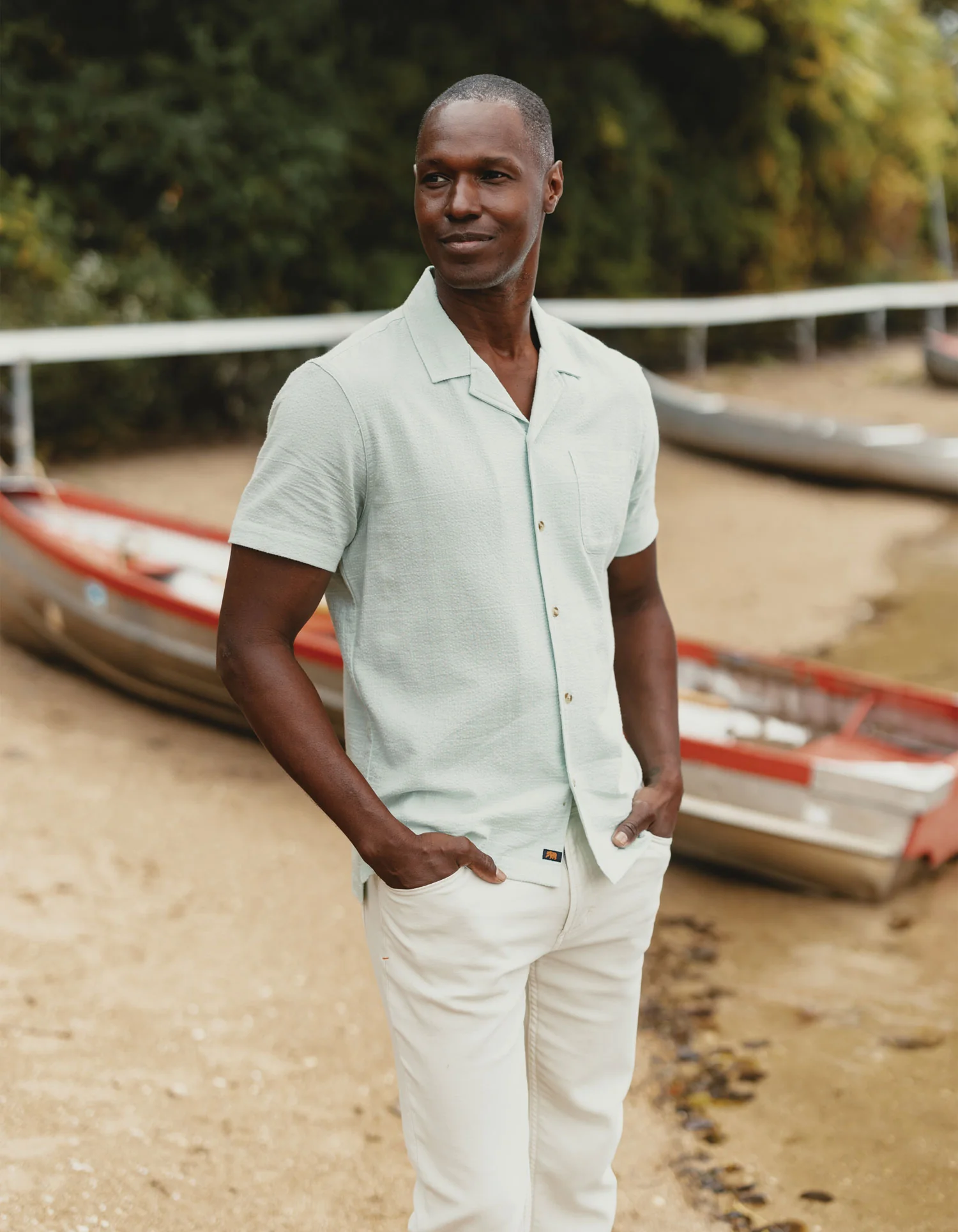 Freshwater Camp Shirt in Surf Spray Dobby - Image 3