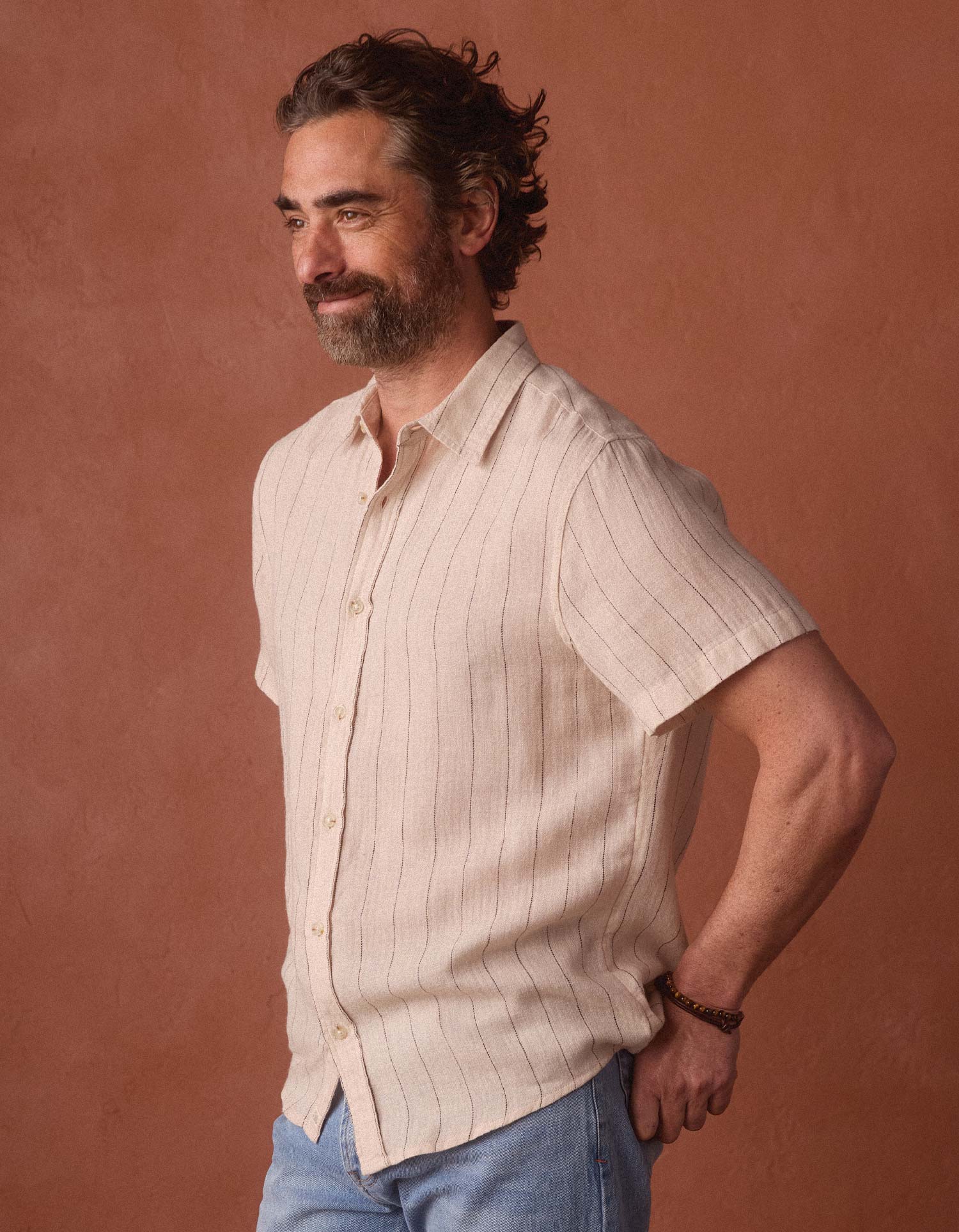 Freshwater Everyday Shirt in Barolo Stripe - Image 3