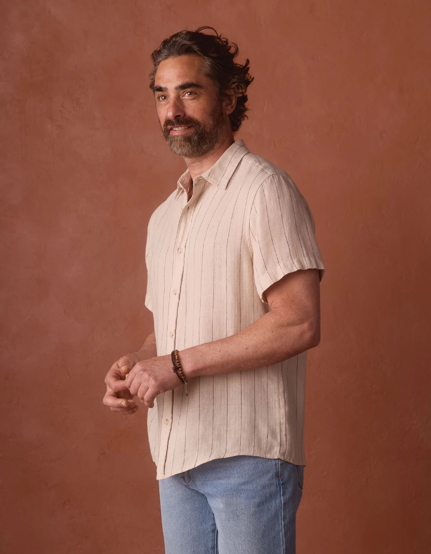 Freshwater Everyday Shirt in Barolo Stripe - Image 4