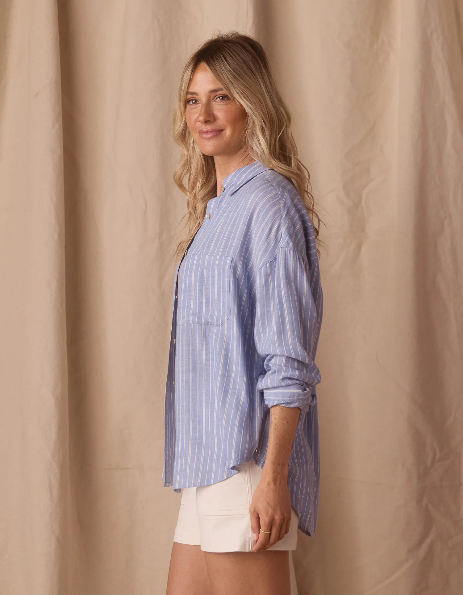 Freshwater Overshirt in Sorrento Stripe - Image 7