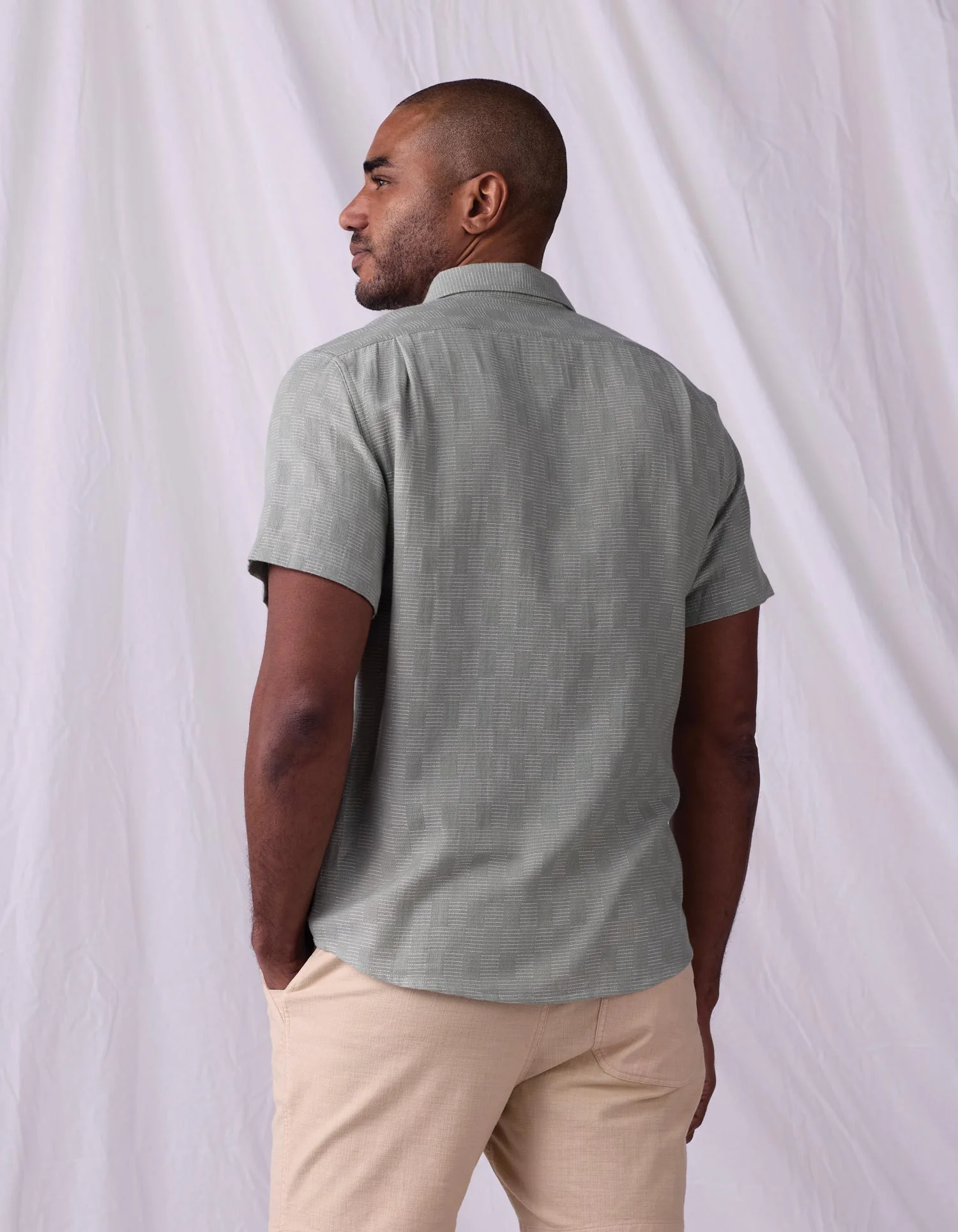 Freshwater Short Sleeve Button Up Shirt in Juniper Check - Image 7