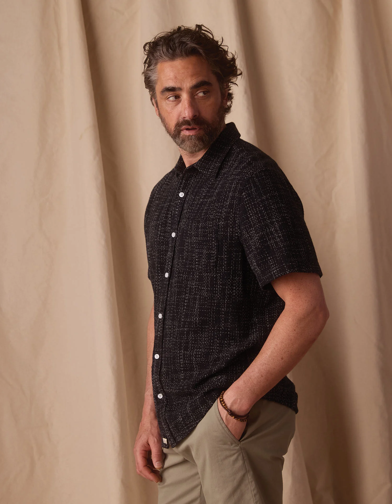 Freshwater Short Sleeve Button Up Shirt in Ocean Black - Image 5