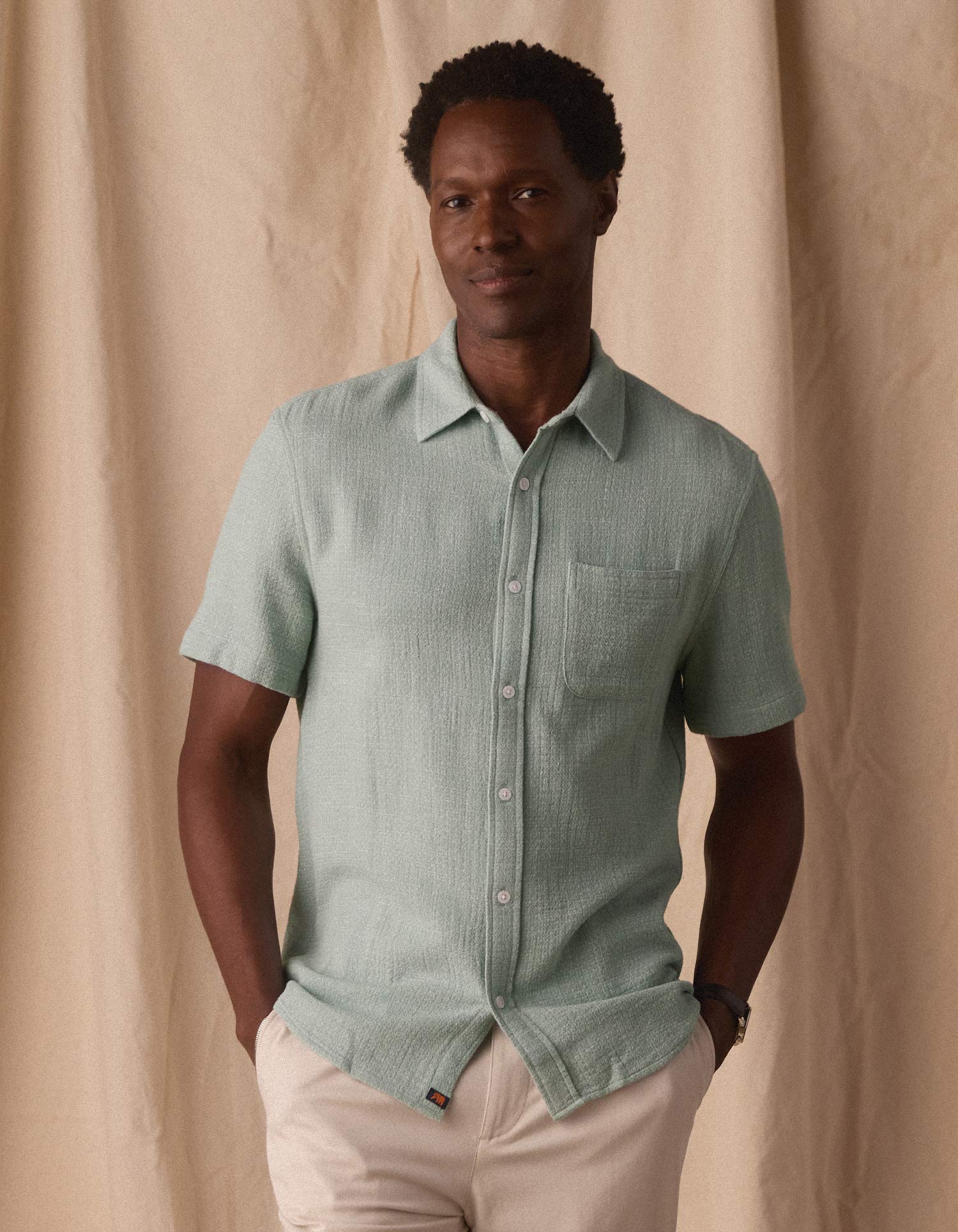 Freshwater Short Sleeve Button Up Shirt in Ocean Surf Spray - Image 5
