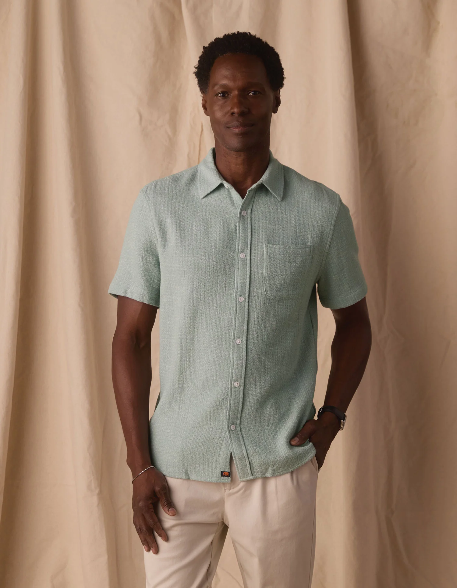 Freshwater Short Sleeve Button Up Shirt in Ocean Surf Spray - Image 6
