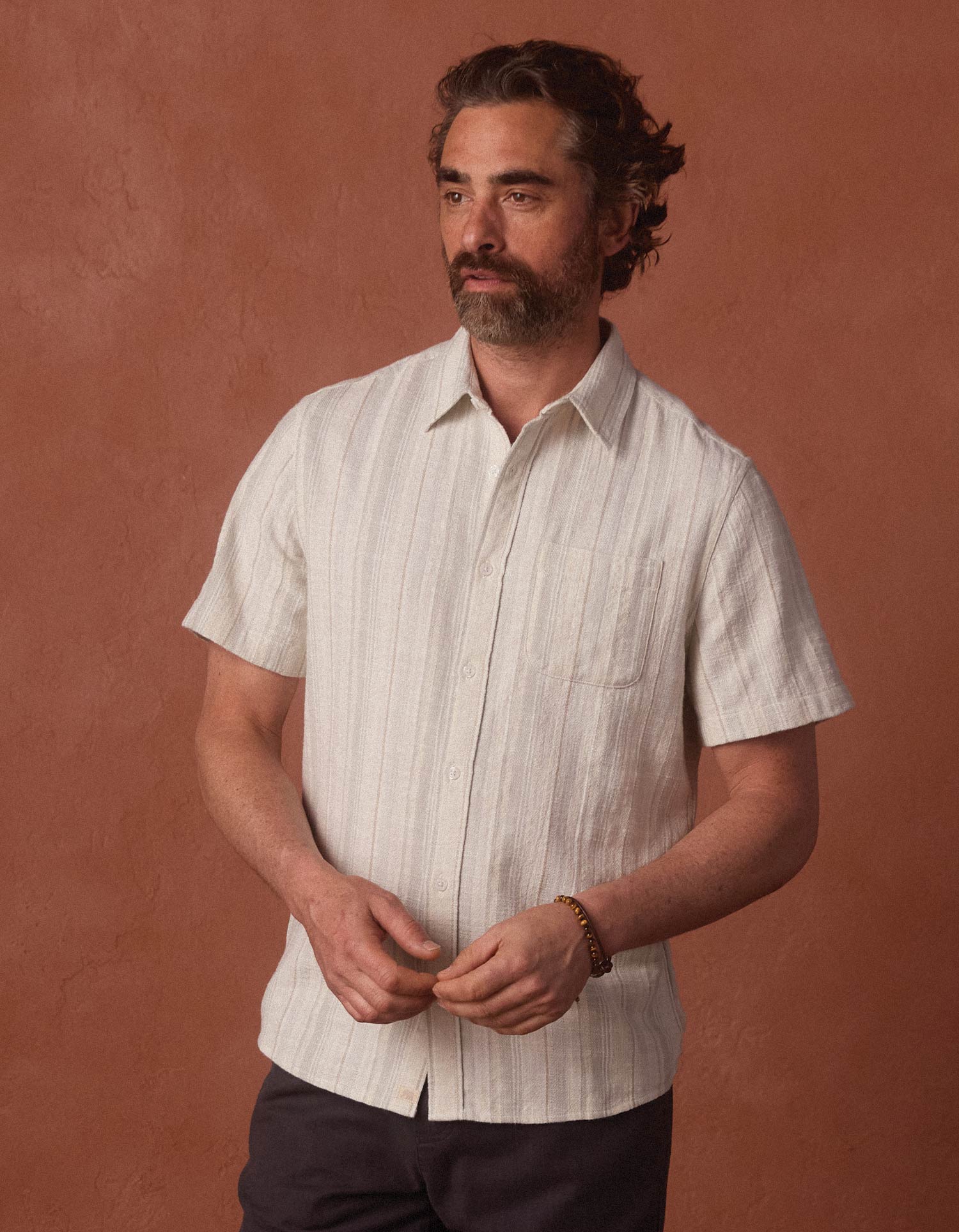 Freshwater Short Sleeve Button Up Shirt in Sea Glass Stripe - Image 3