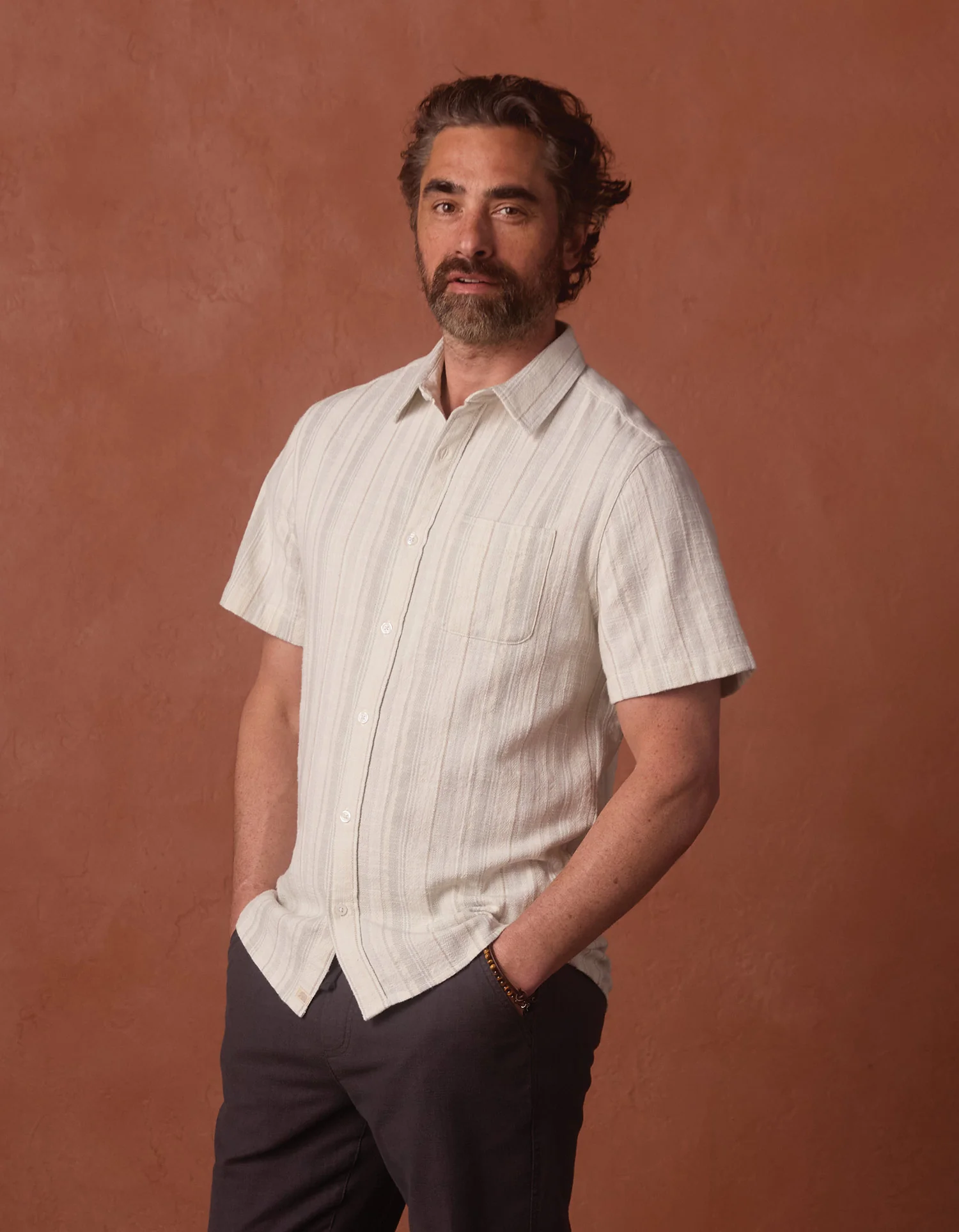 Freshwater Short Sleeve Button Up Shirt in Sea Glass Stripe - Image 5