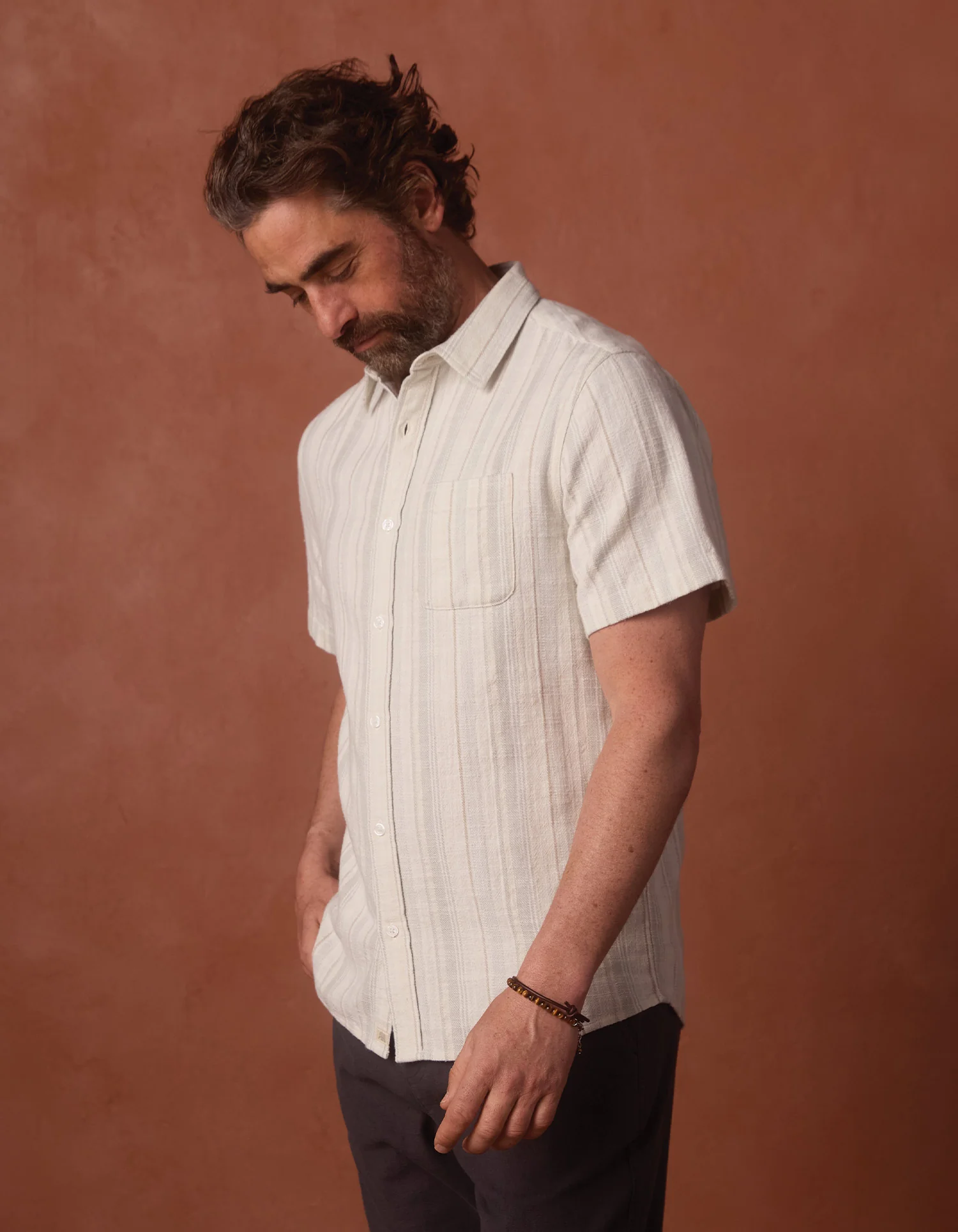 Freshwater Short Sleeve Button Up Shirt in Sea Glass Stripe - Image 6