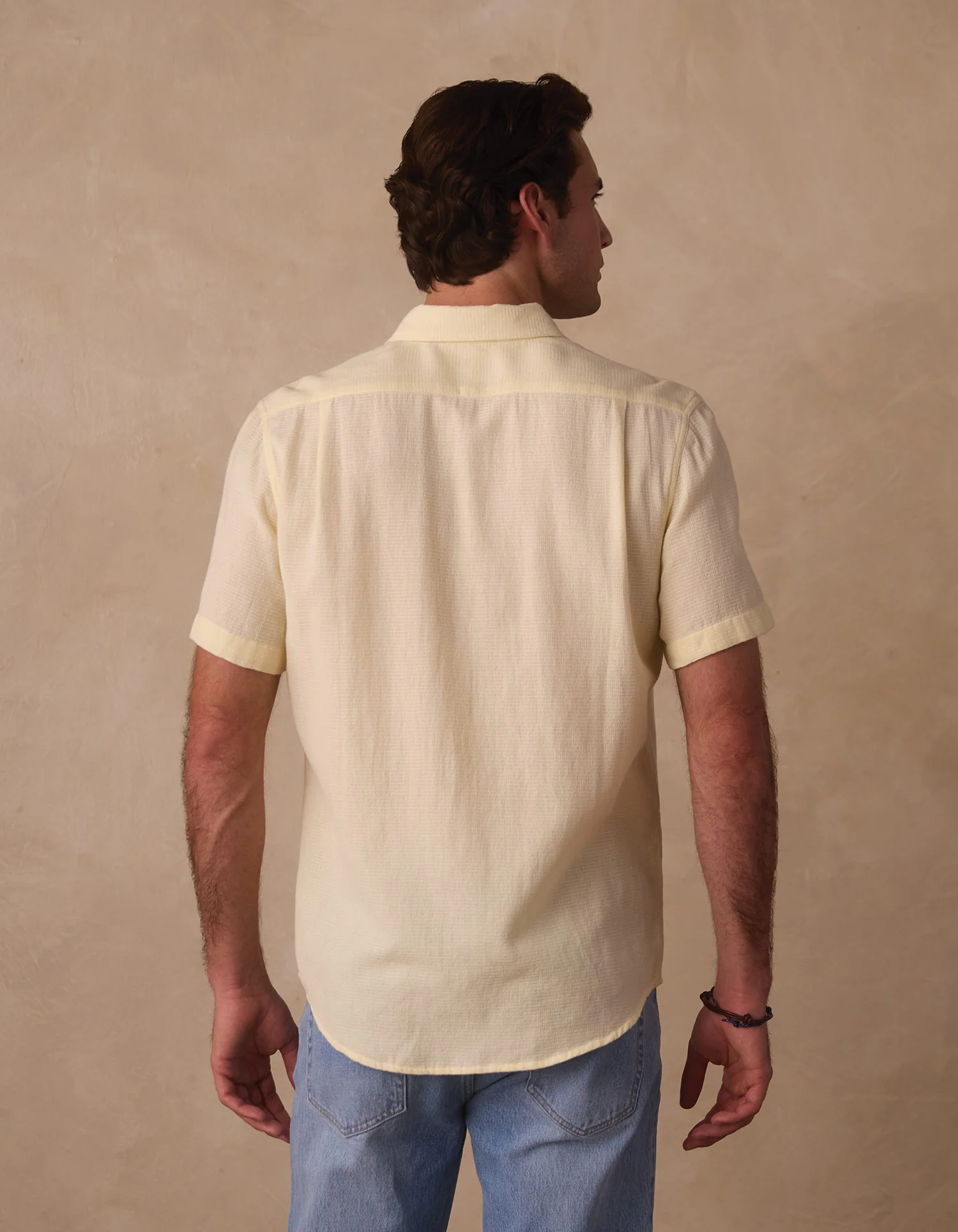 Freshwater Short Sleeve Button Up Shirt in Summer Yellow Check - Image 9