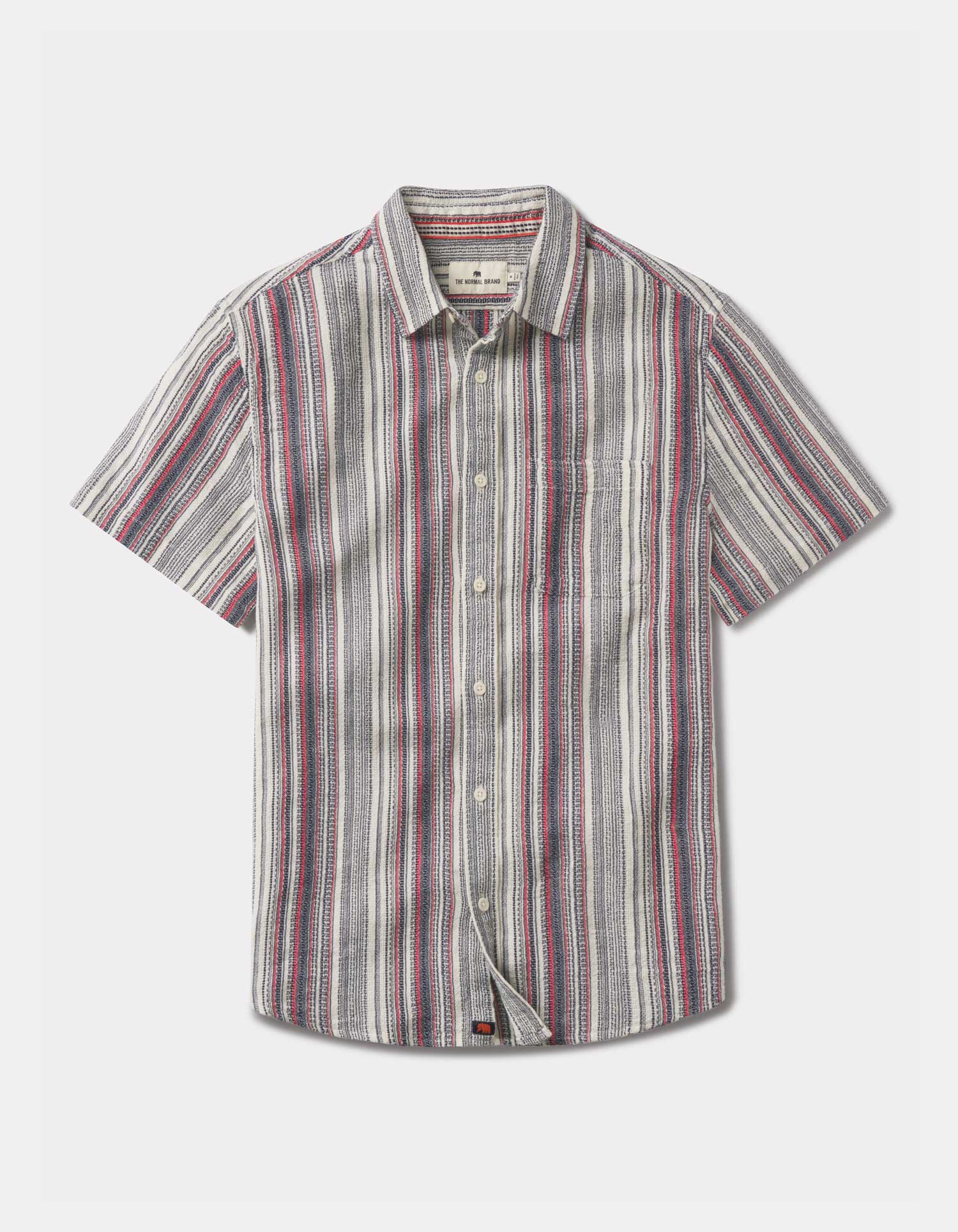 Freshwater Short Sleeve Button Up Shirt in Americana Stripe - Image 4