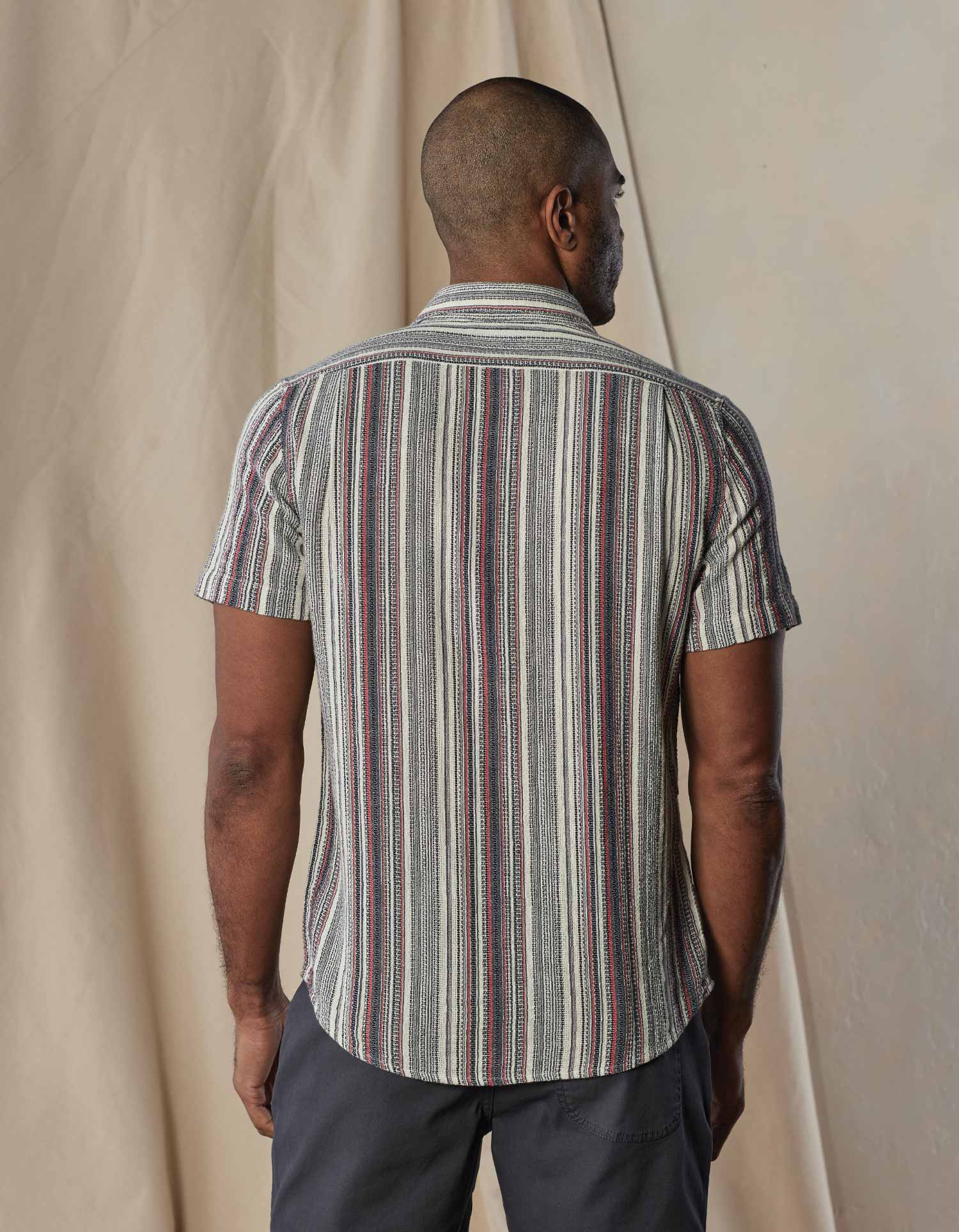 Freshwater Short Sleeve Button Up Shirt in Americana Stripe - Image 7