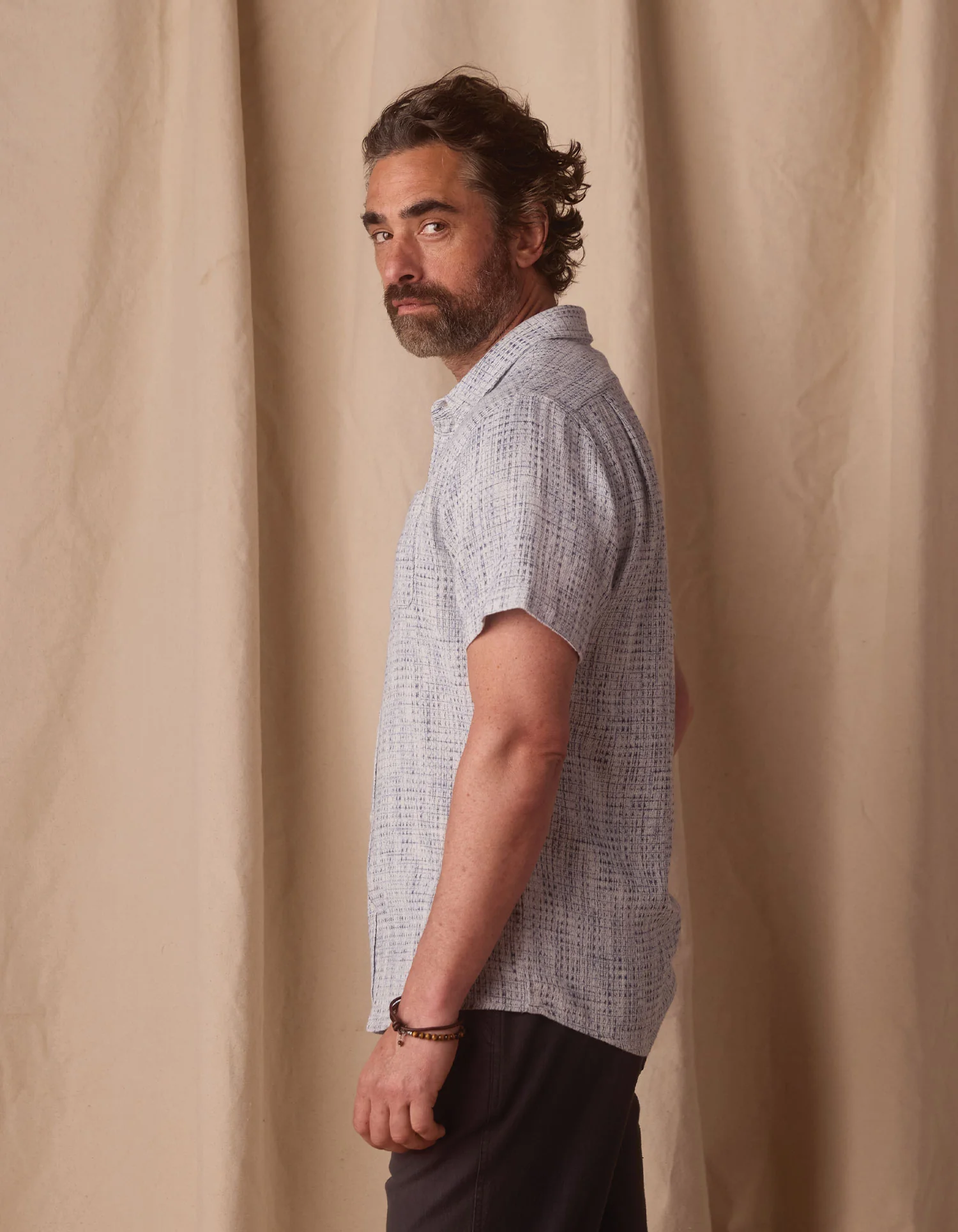 Freshwater Short Sleeve Button Up Shirt in Blue Multi - Image 6