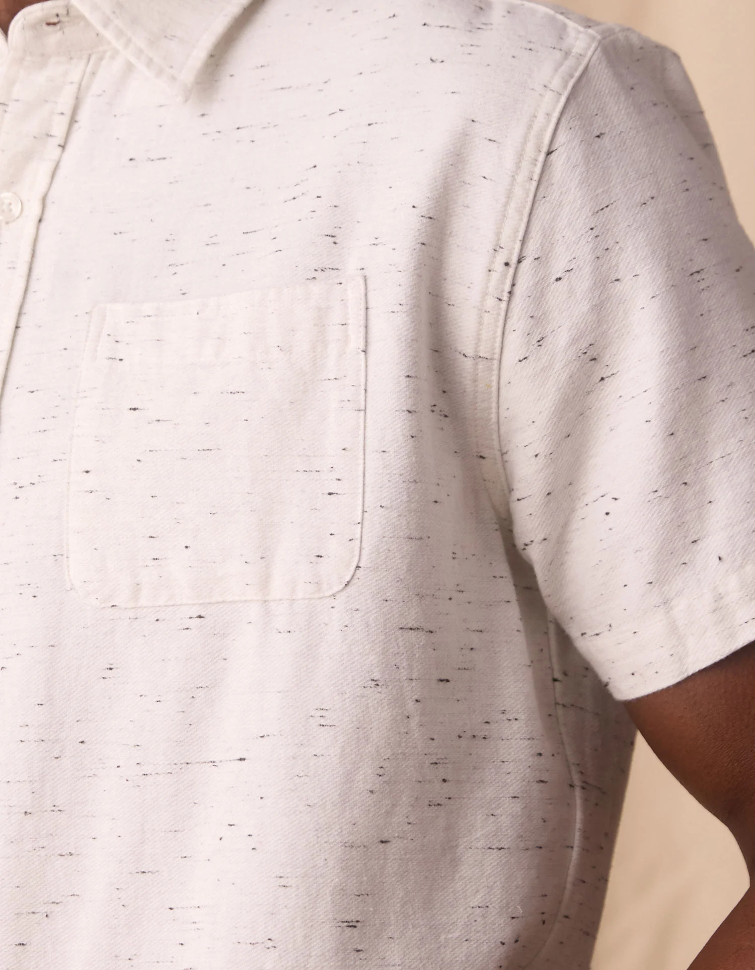 Freshwater Short Sleeve Button Up Shirt in White Nep - Image 4