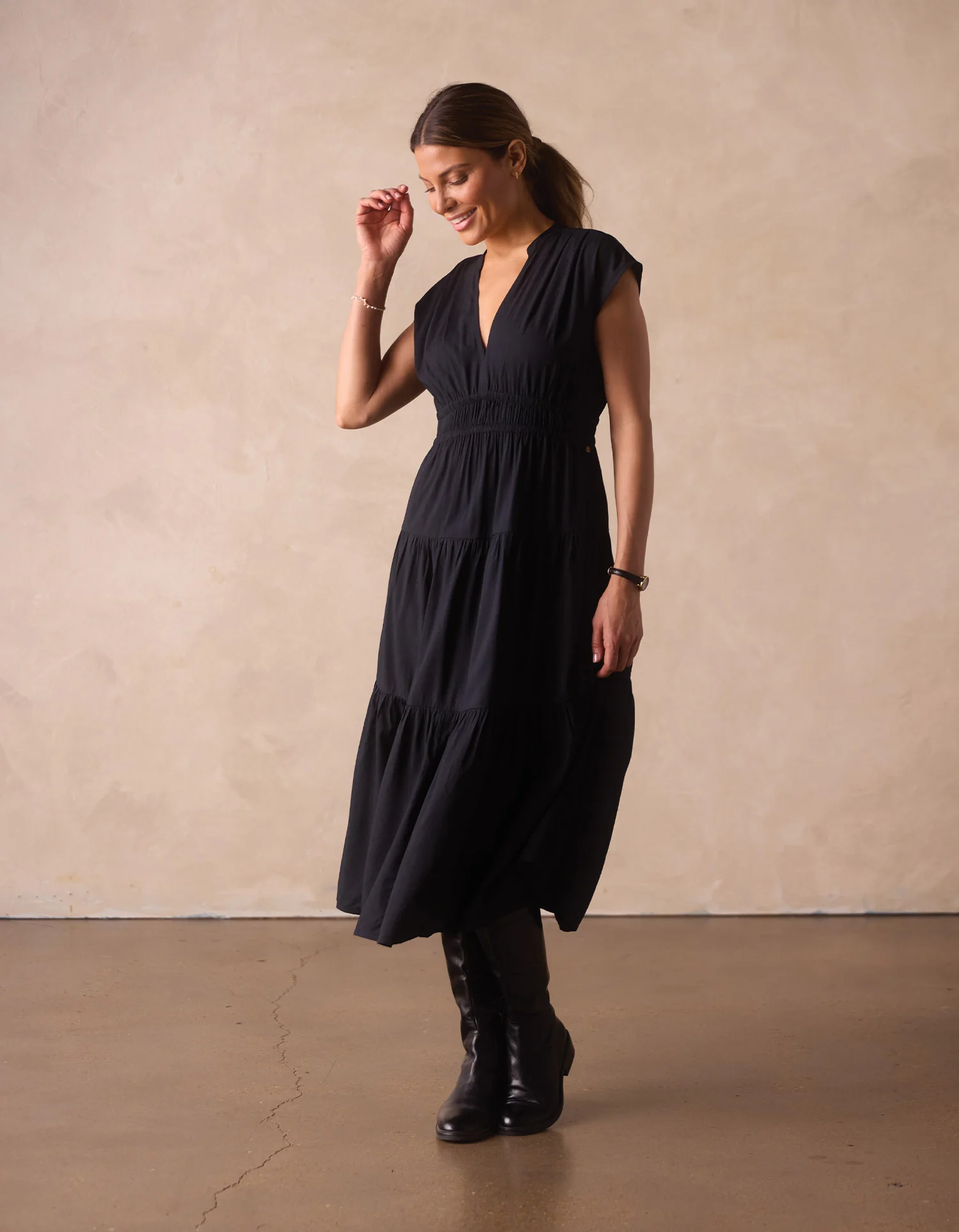 Grace Midi Dress in Black - Image 3