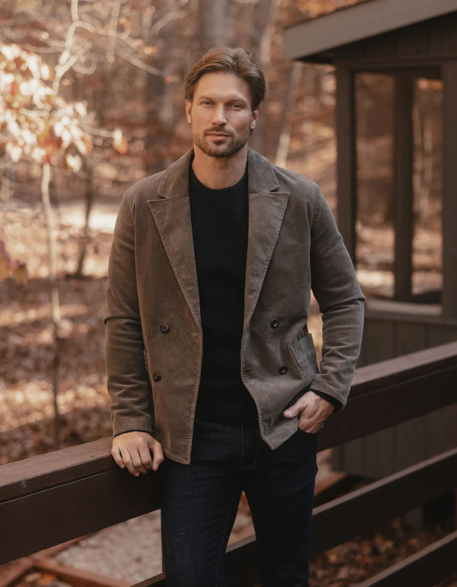 Hawthorne Cord Blazer in Taupe - Image 2