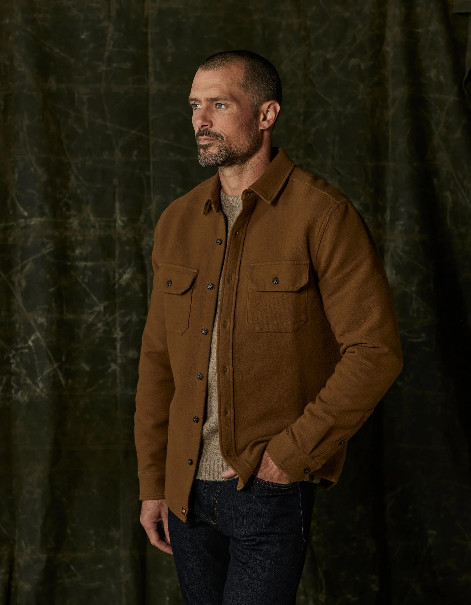 Heavyweight Chamois Overshirt in Gold - Image 4