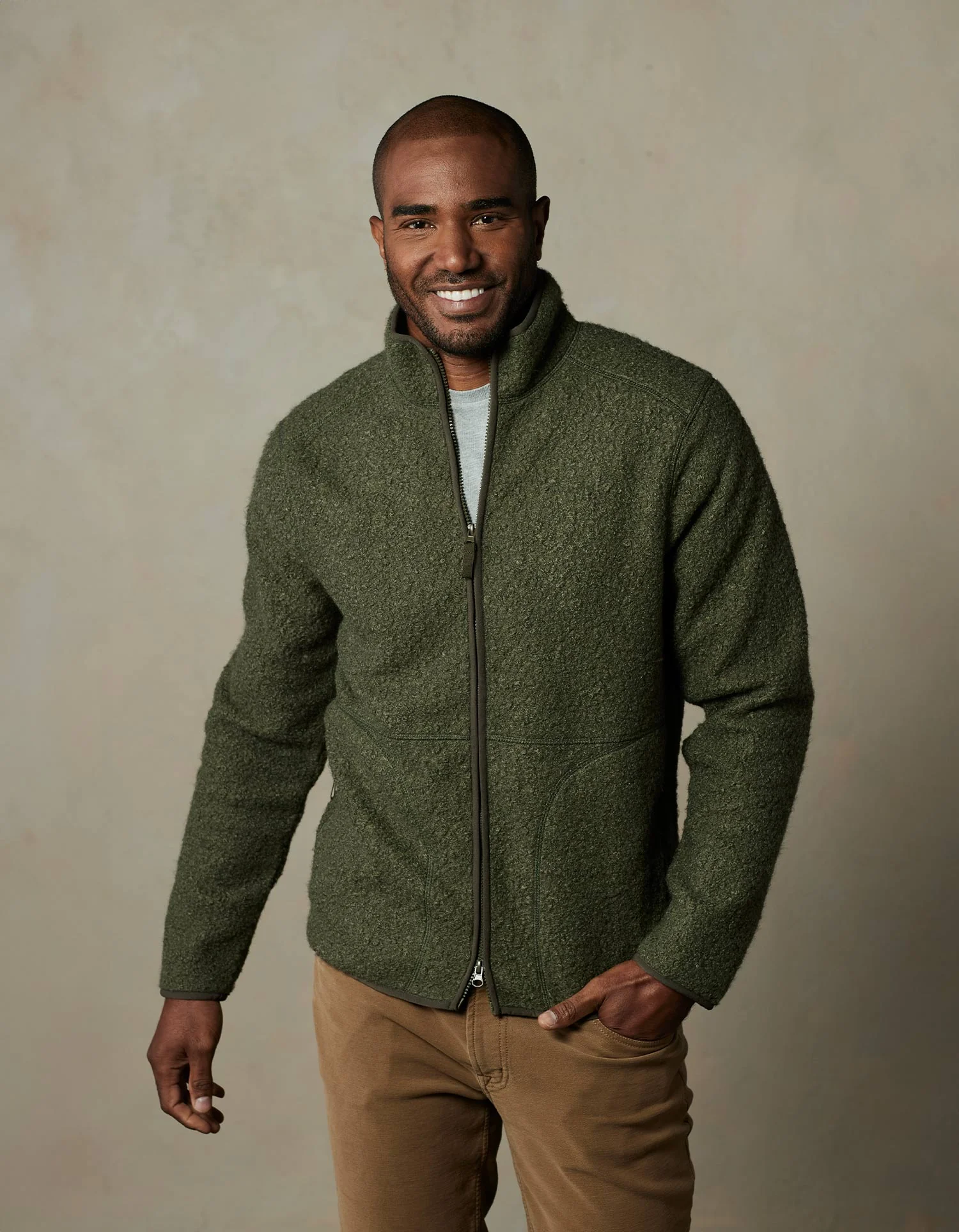 Highland Fleece Full Zip in Dusty Olive - Image 2