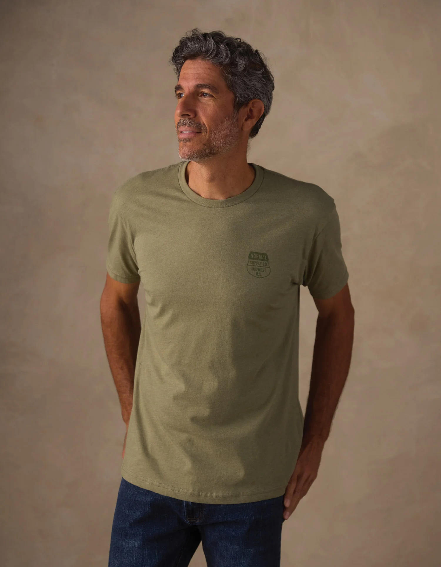 Highway Bear Tee in Light Olive - Image 3