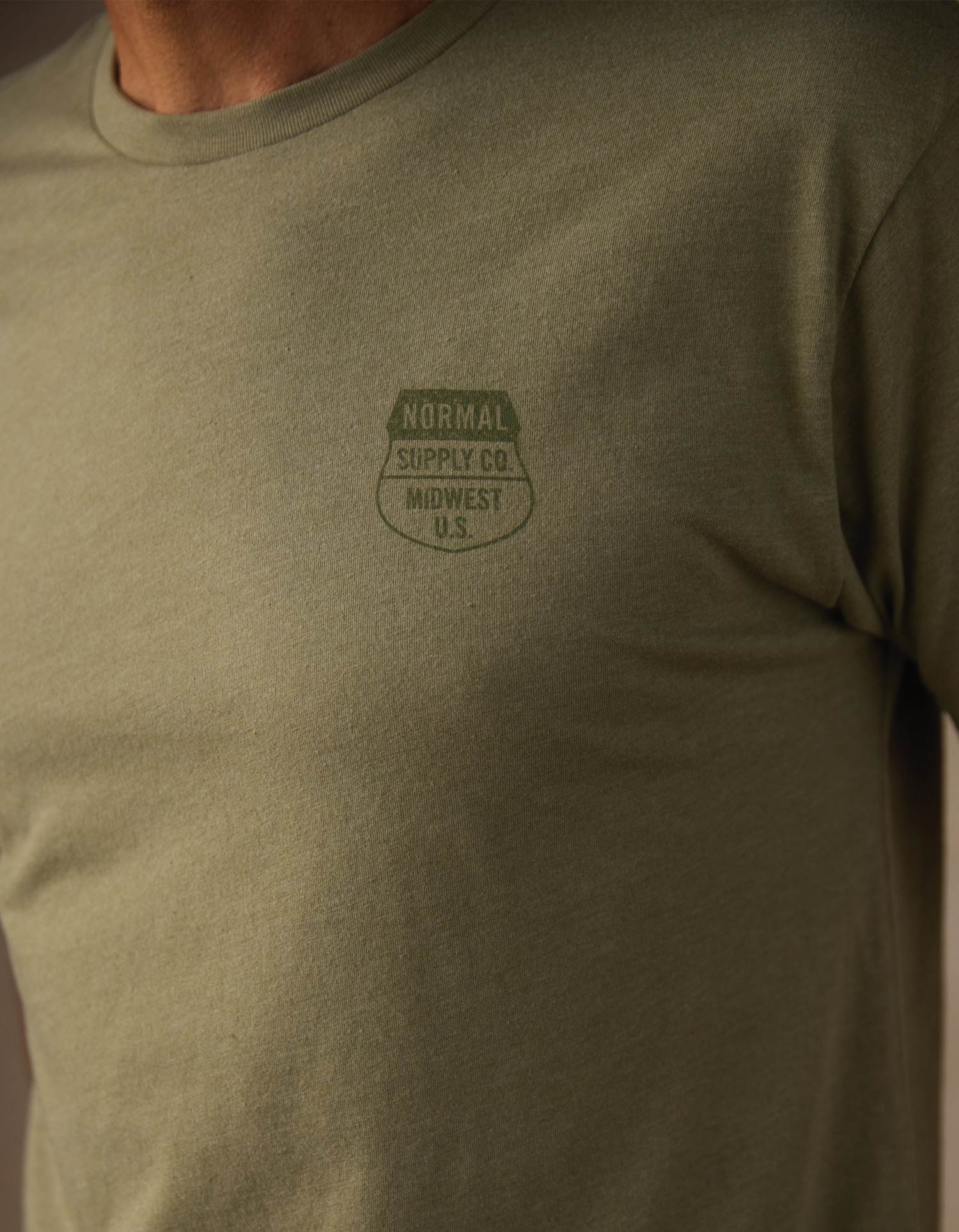 Highway Bear Tee in Light Olive - Image 4