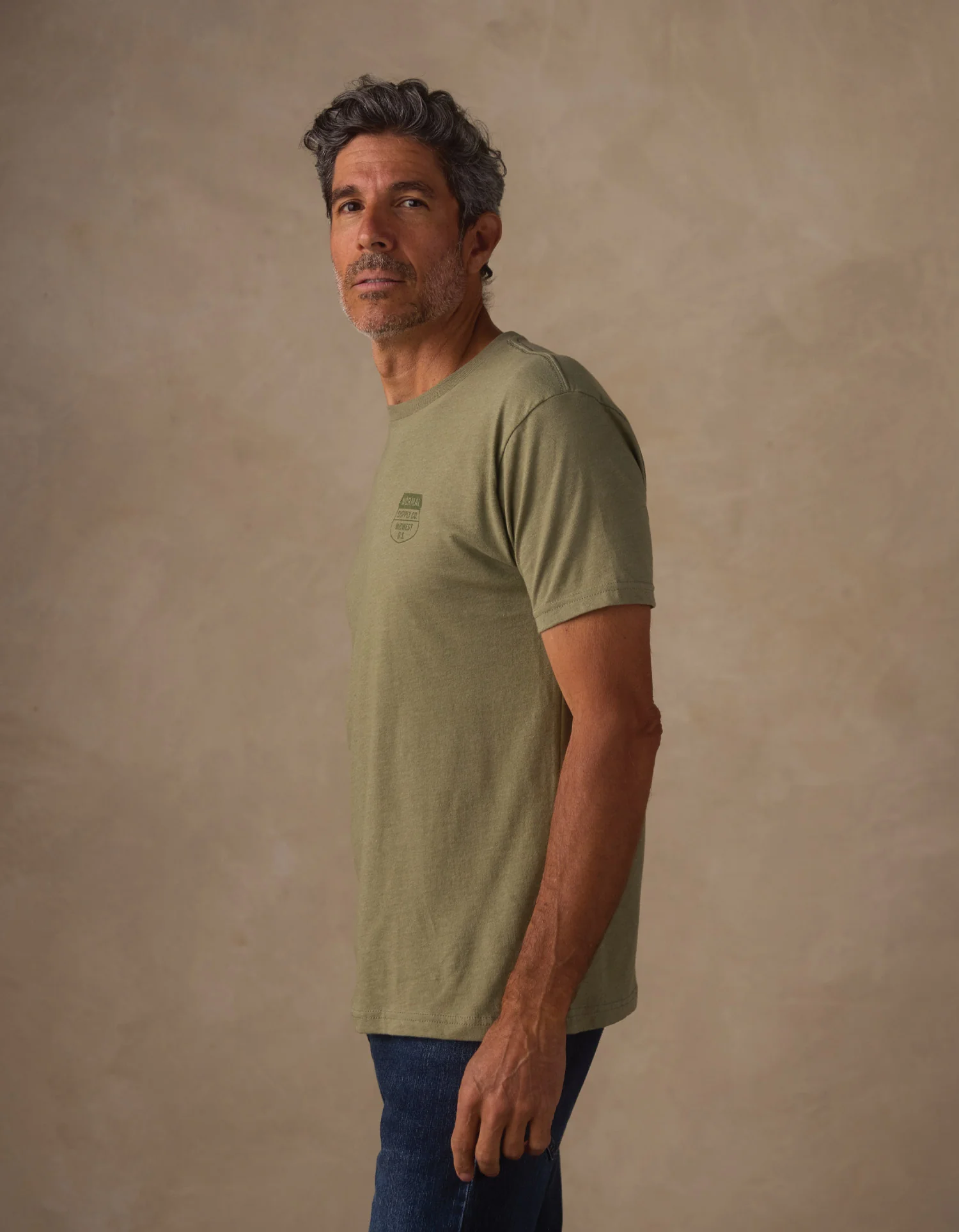 Highway Bear Tee in Light Olive - Image 5