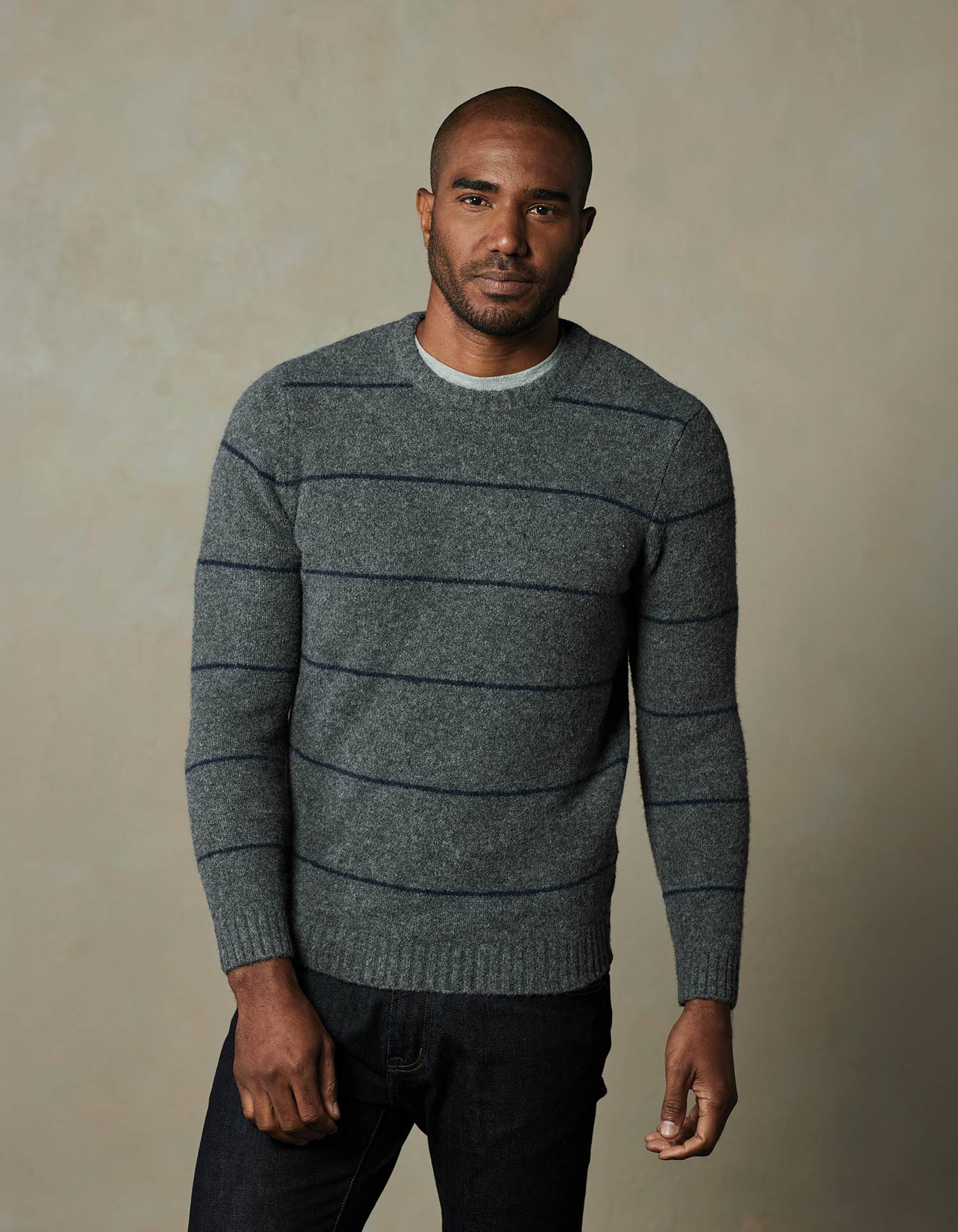 Homebound Crewneck Sweater in Grey Stripe - Image 2