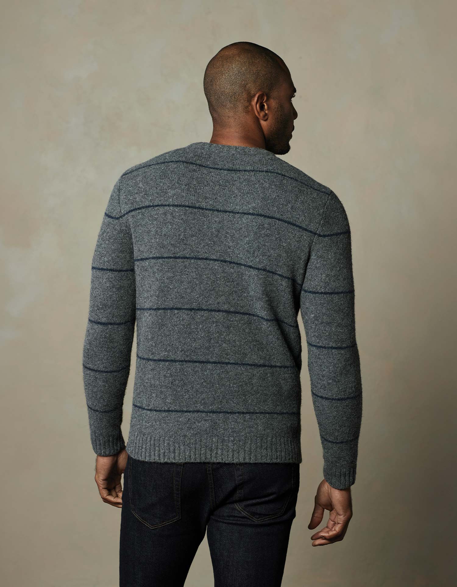 Homebound Crewneck Sweater in Grey Stripe - Image 4