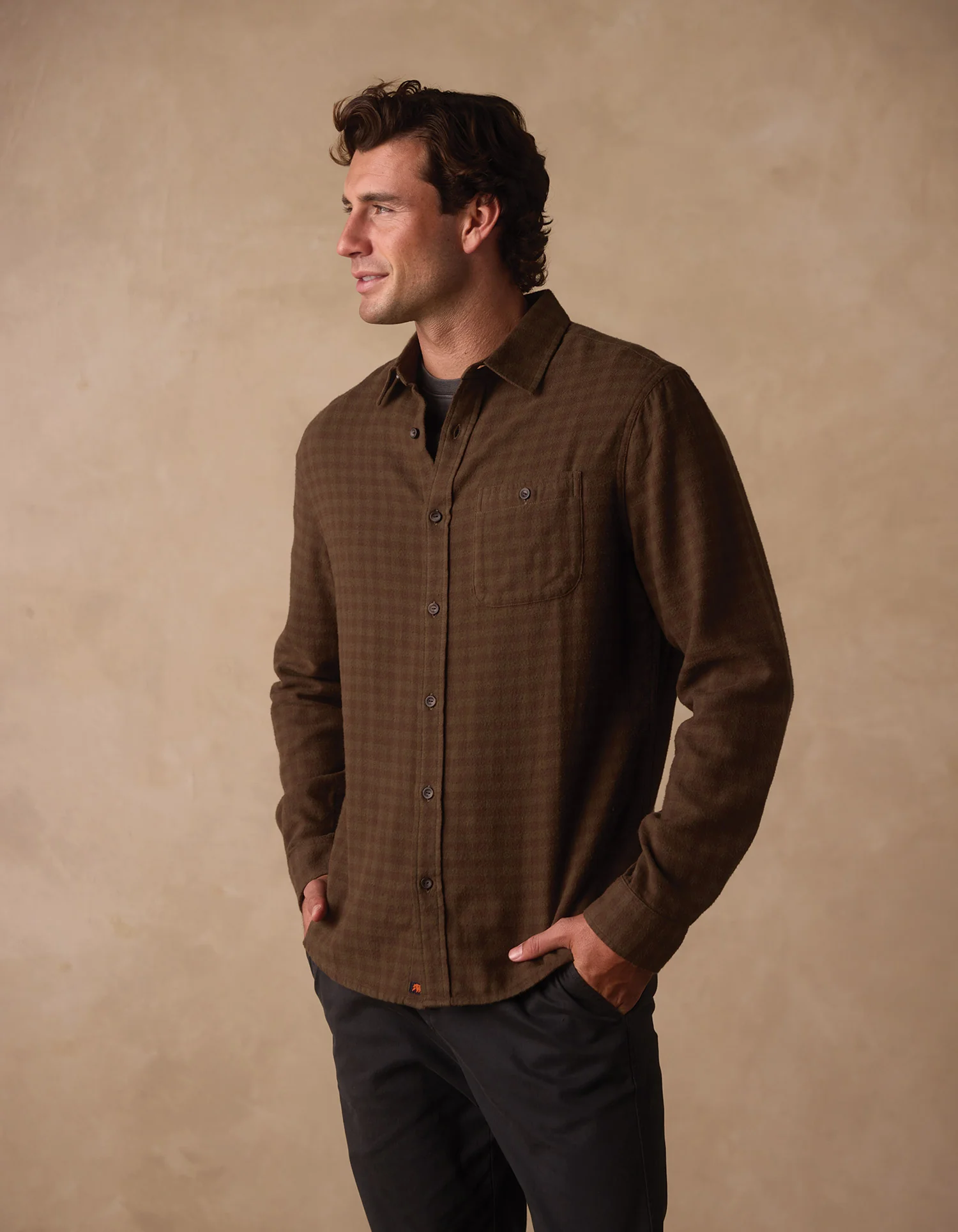 Hudson Double Brushed Flannel in Olive Plaid - Image 3