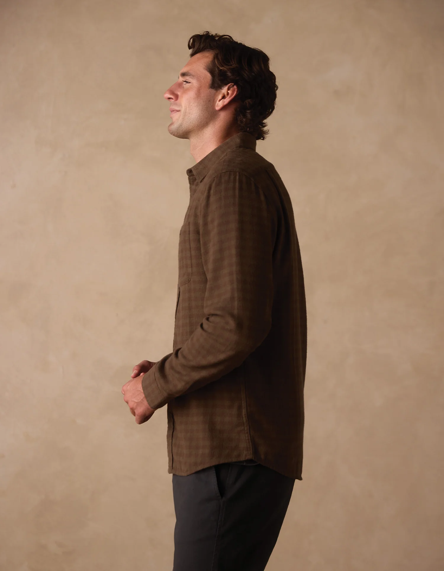 Hudson Double Brushed Flannel in Olive Plaid - Image 4