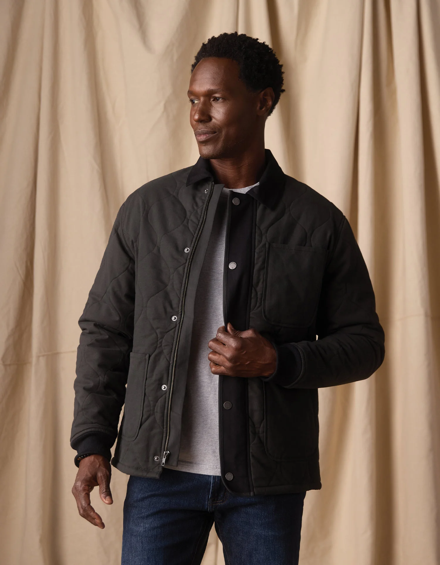 James Canvas Liner Jacket in Phantom/Black - Image 3
