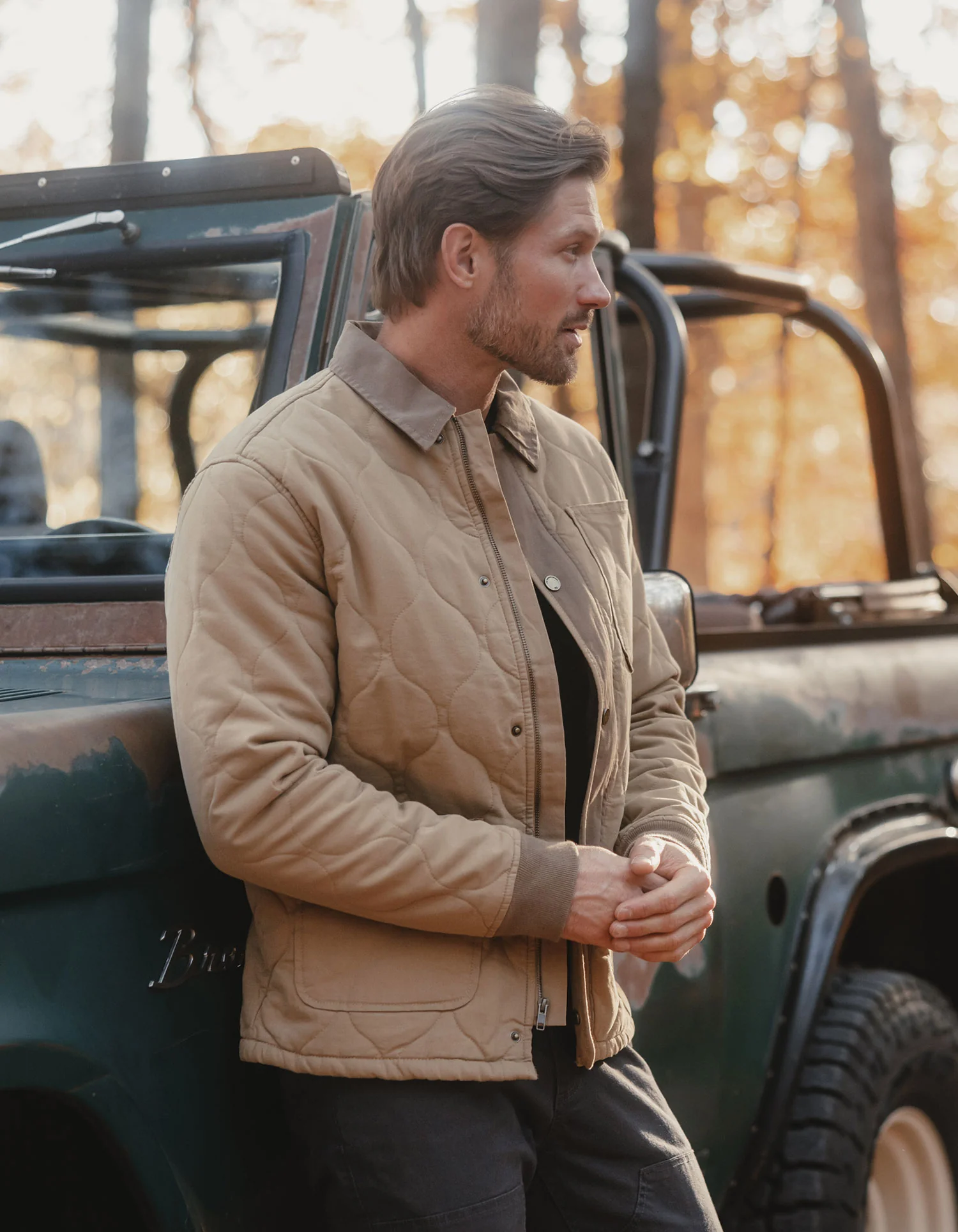 James Canvas Liner Jacket in Tan/Cedar - Image 2