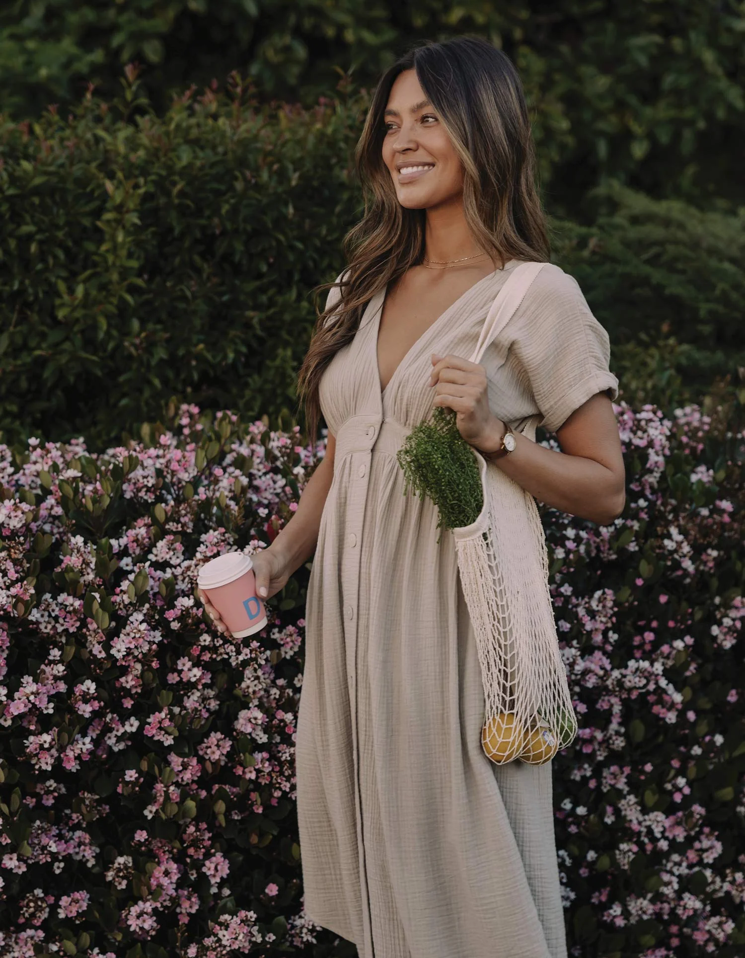 Deep V Button Thru Dress - Image 2