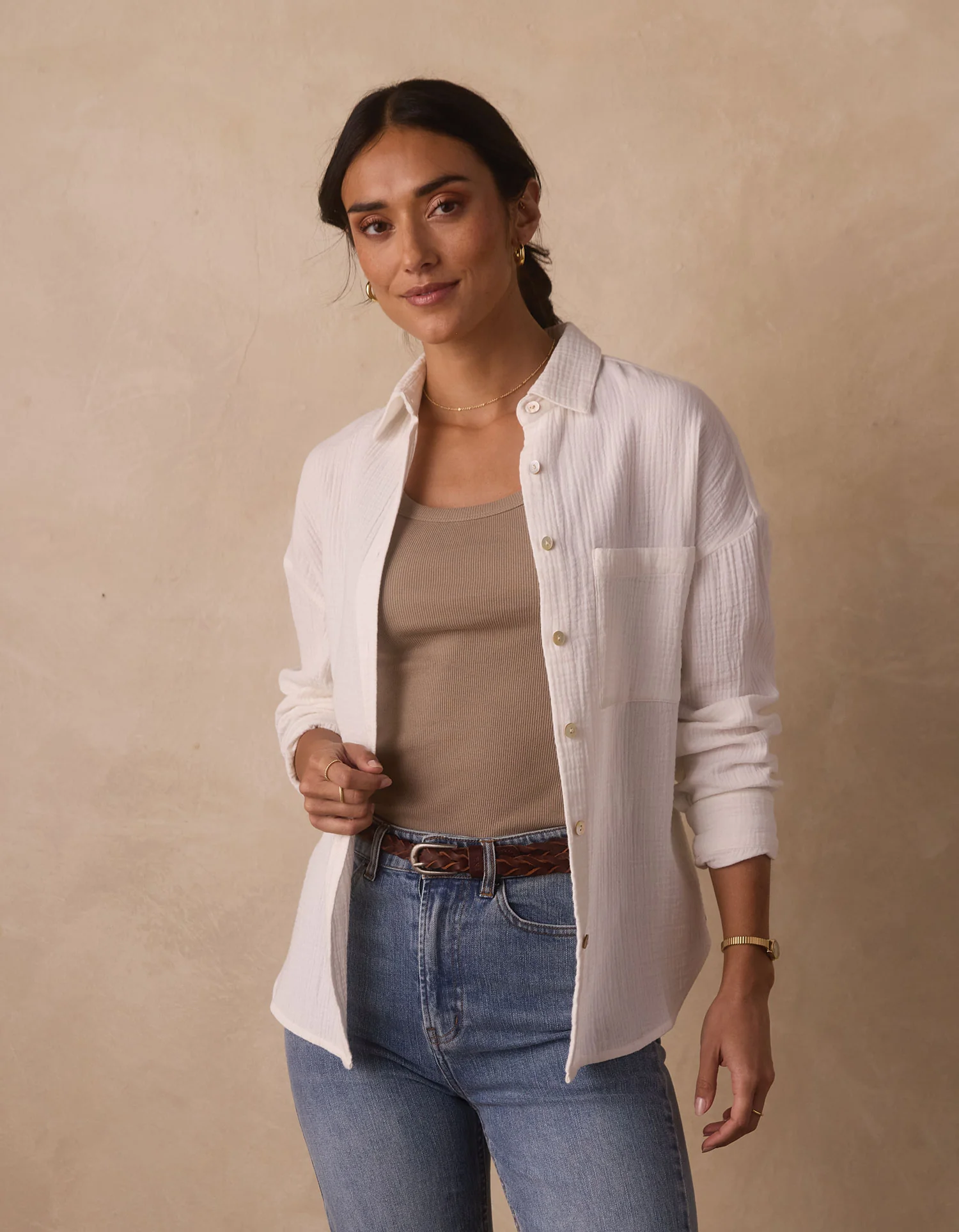 Kalo Weekender Overshirt in Ivory - Image 5