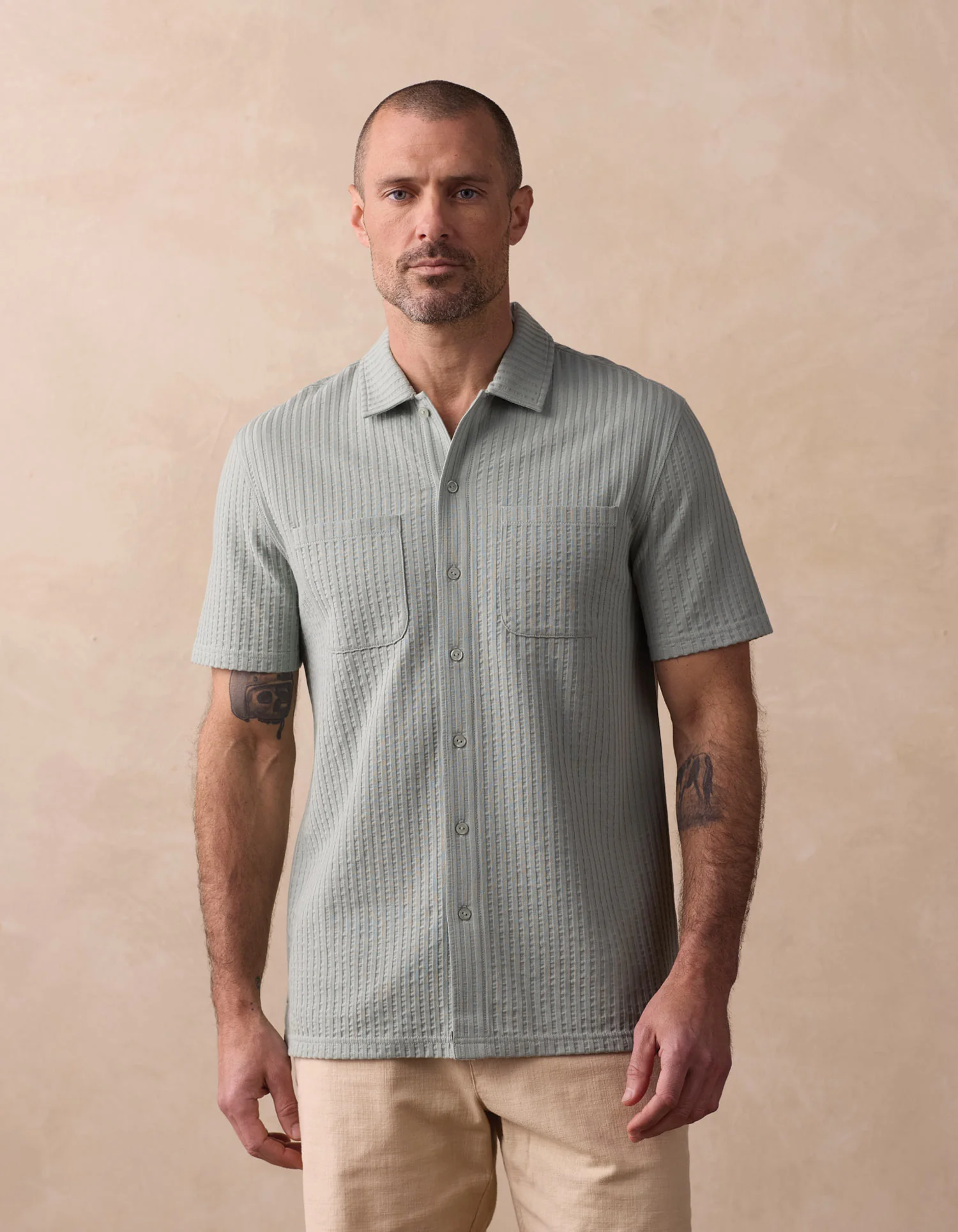 Knit Getaway Button Up in Juniper - Image 3