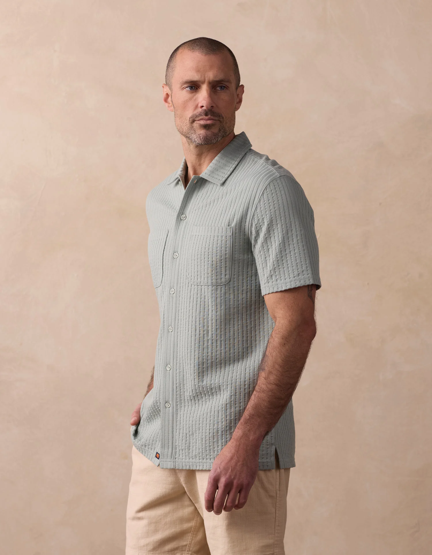 Knit Getaway Button Up in Juniper - Image 4
