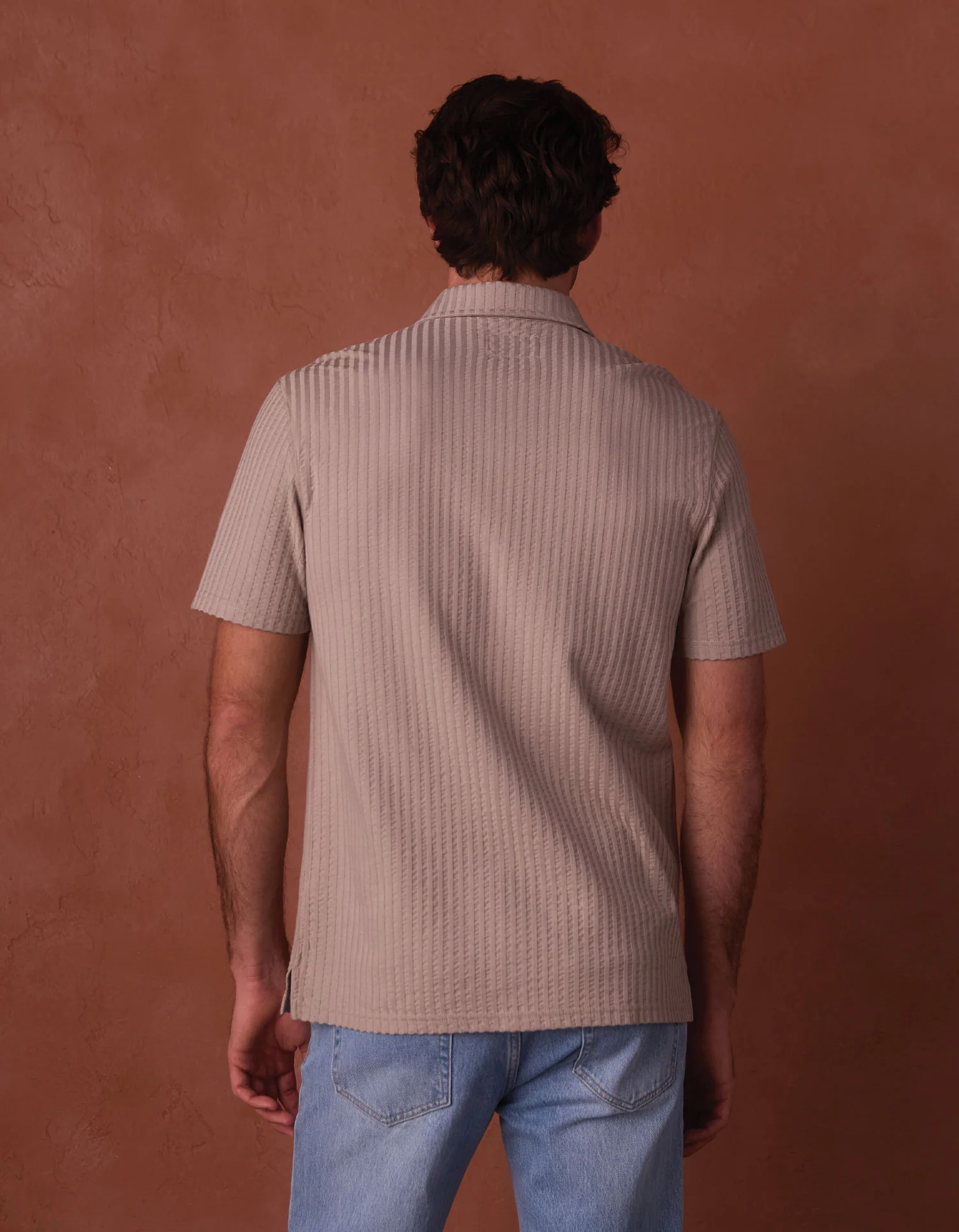 Knit Getaway Button Up in Taupe - Image 6