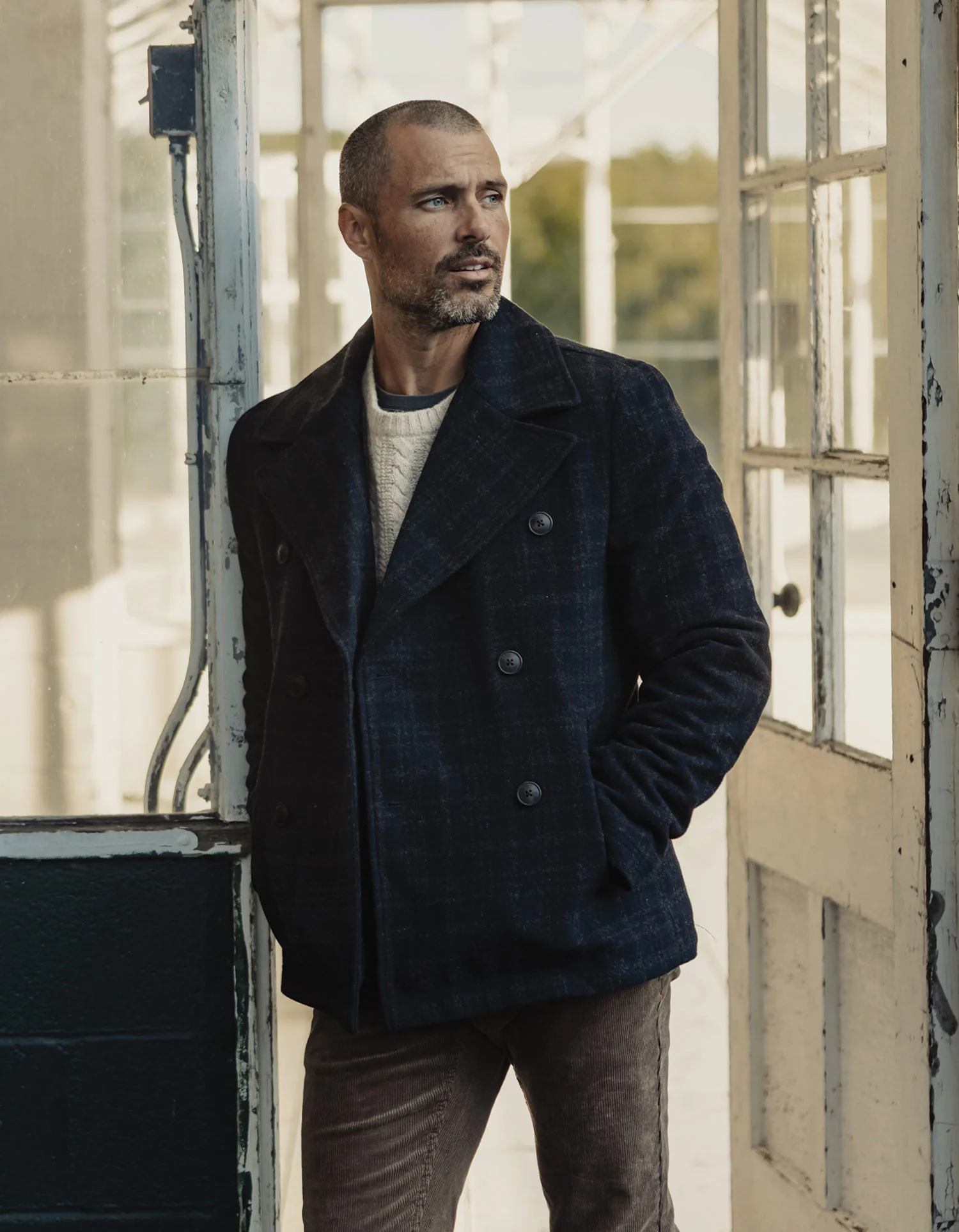 Lan Jacket in Navy Plaid