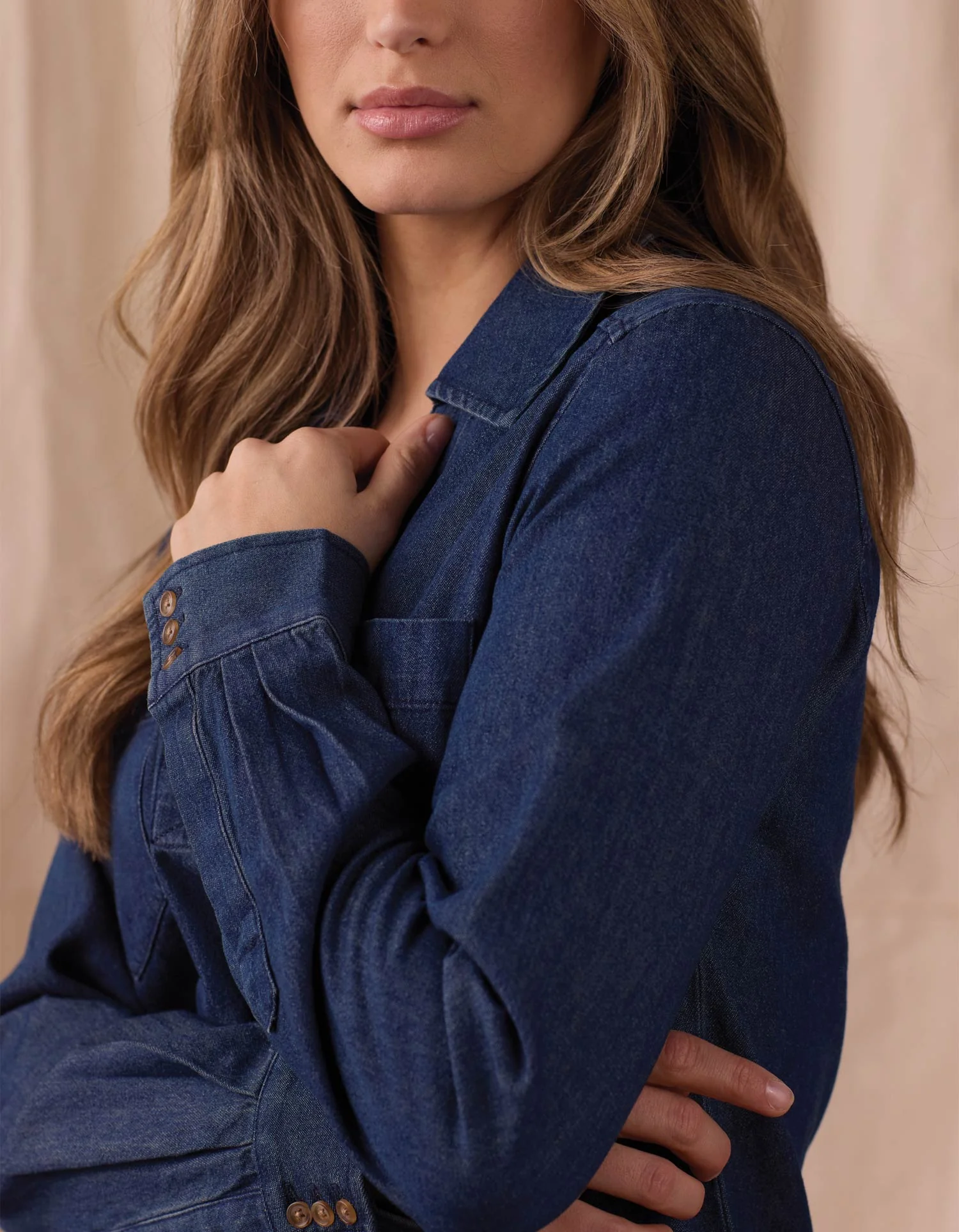 Lightweight Denim Mariner Dress in Dark Indigo - Image 5