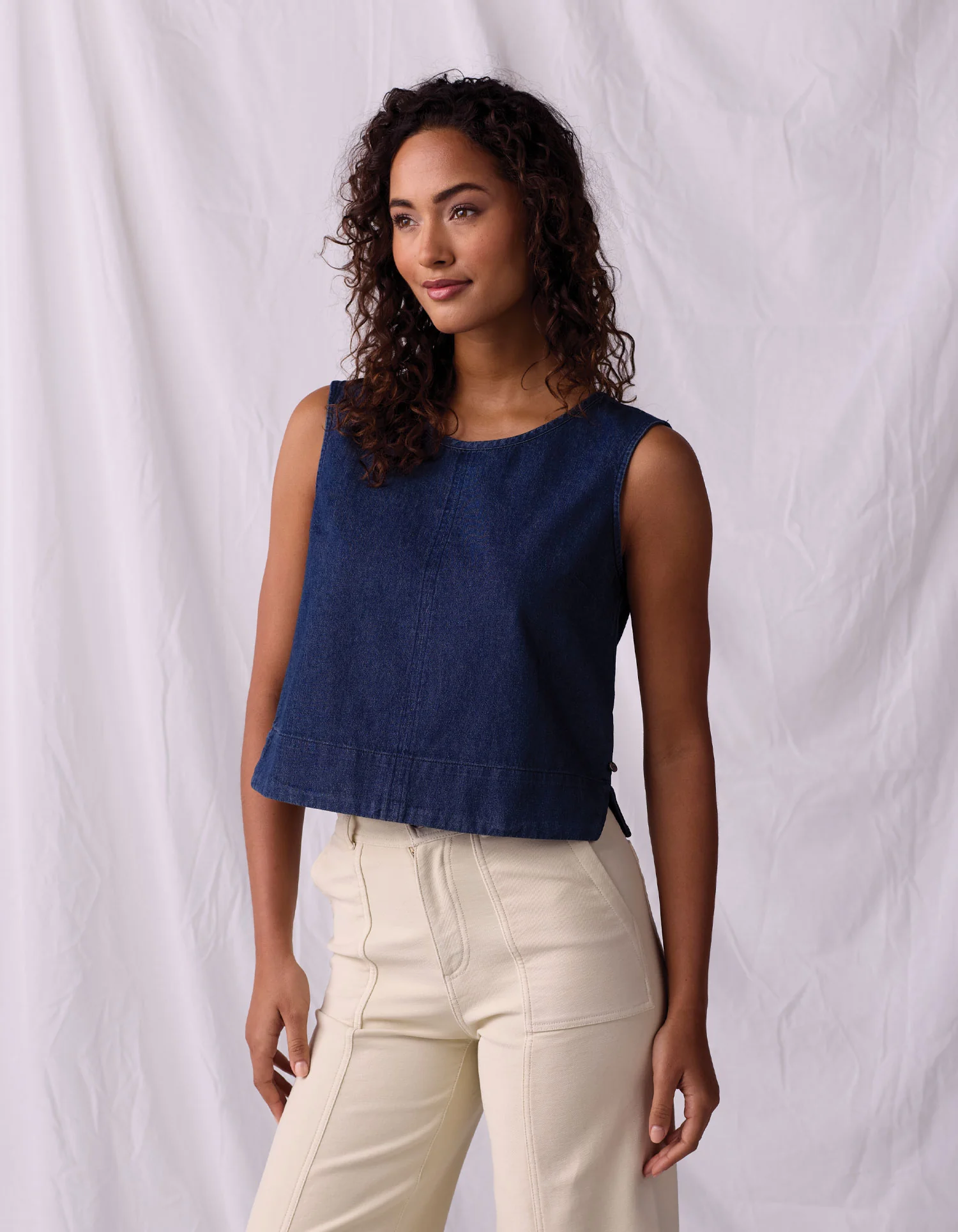 Lightweight Denim Mariner Top in Dark Indigo - Image 3