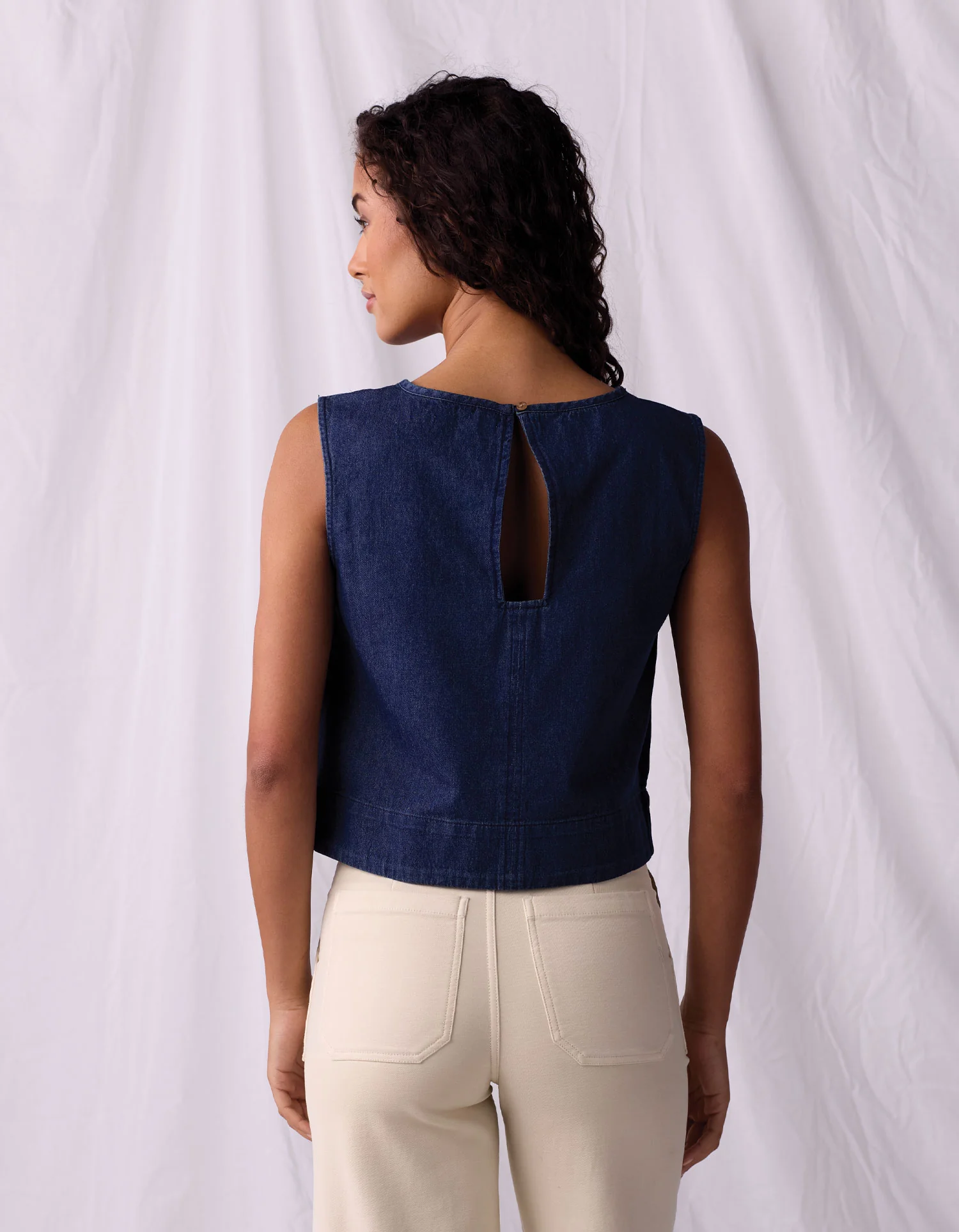 Lightweight Denim Mariner Top in Dark Indigo - Image 4