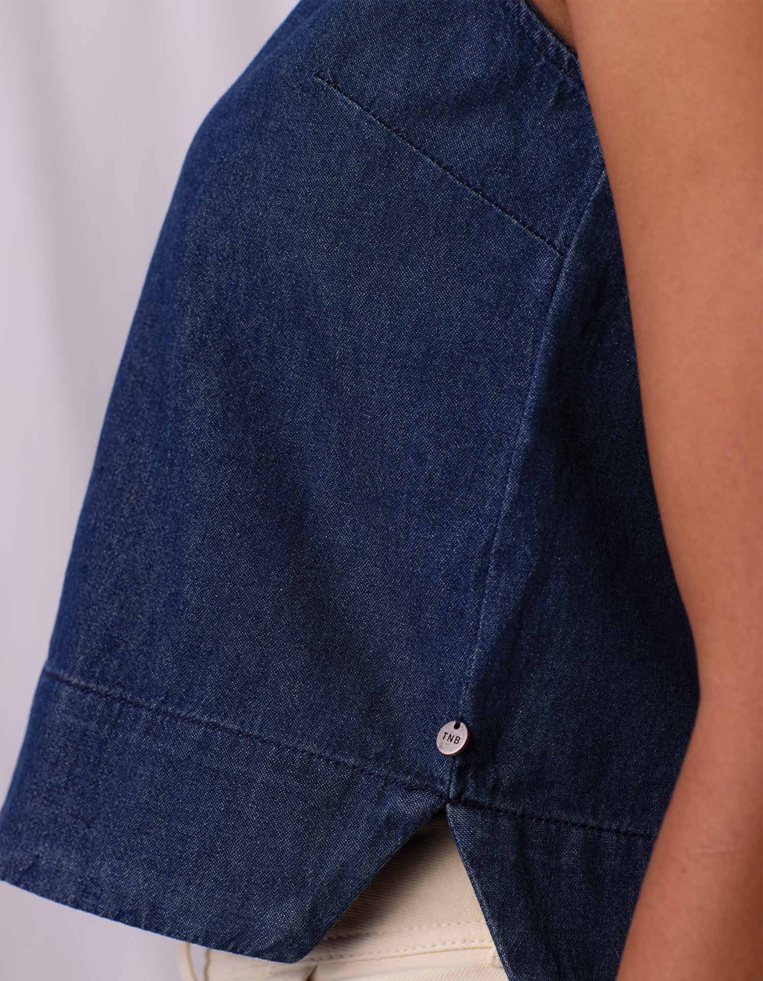Lightweight Denim Mariner Top in Dark Indigo - Image 5