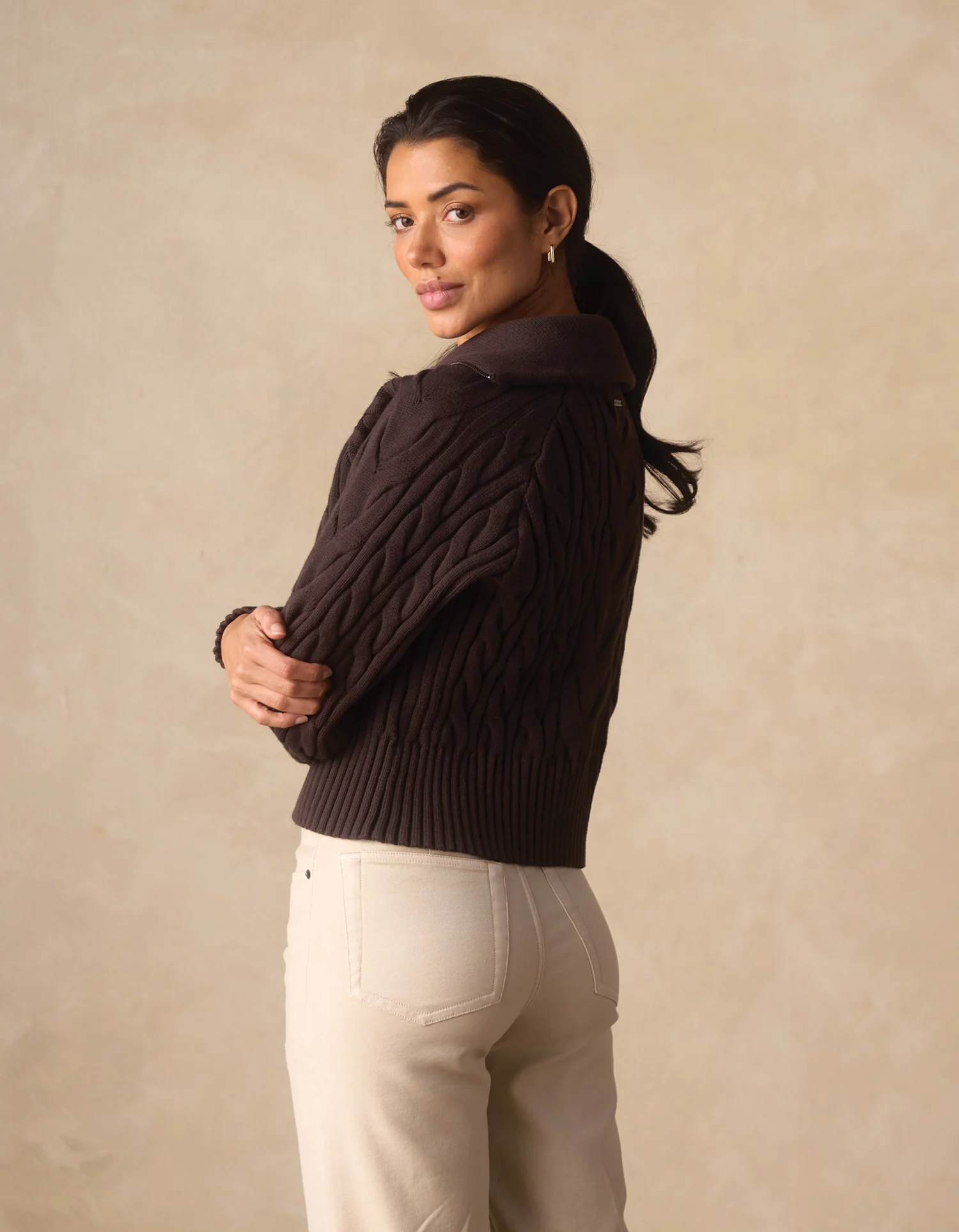 Lola Everyday Quarter Zip in Brown - Image 5