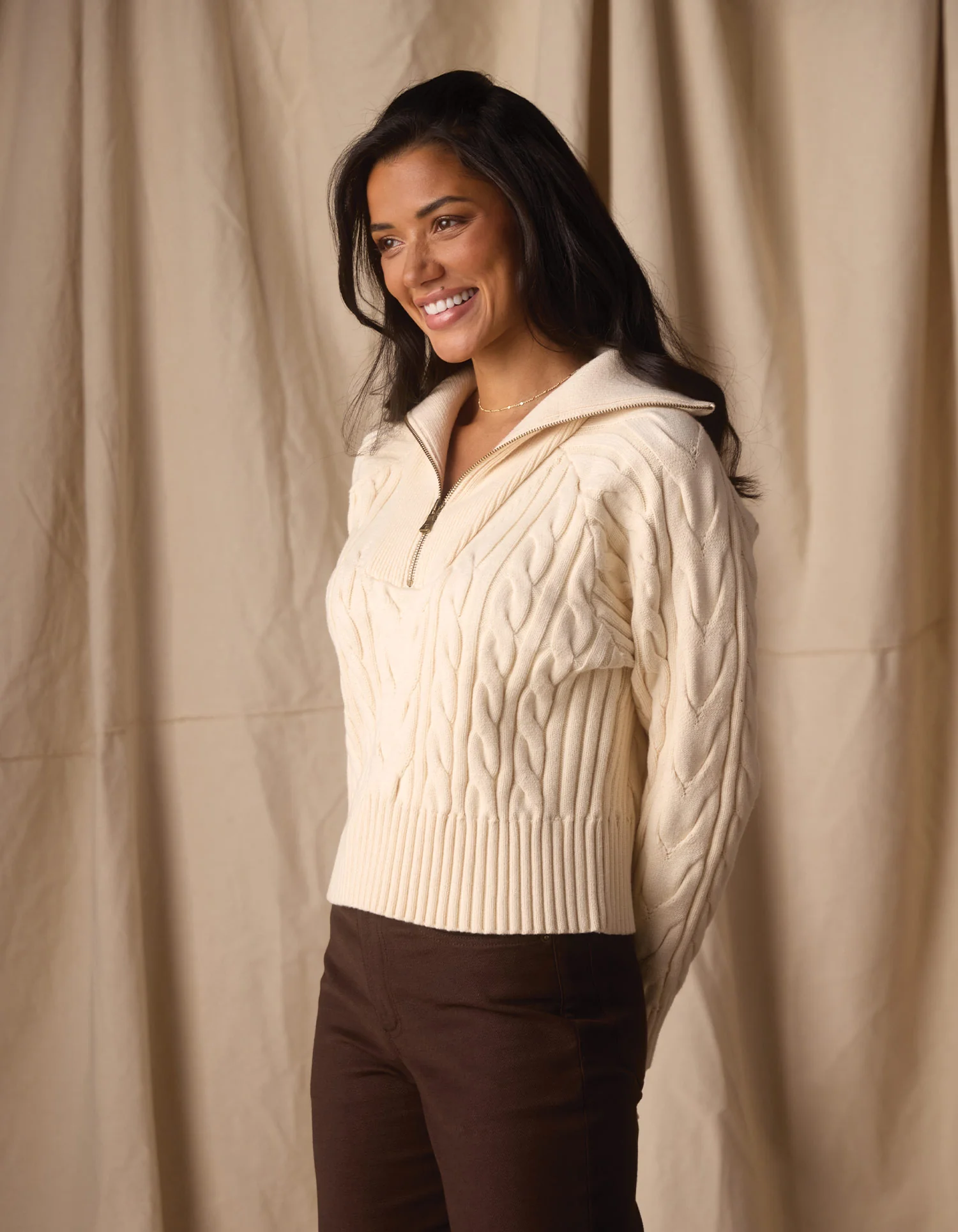 Lola Everyday Quarter Zip in Cream - Image 5