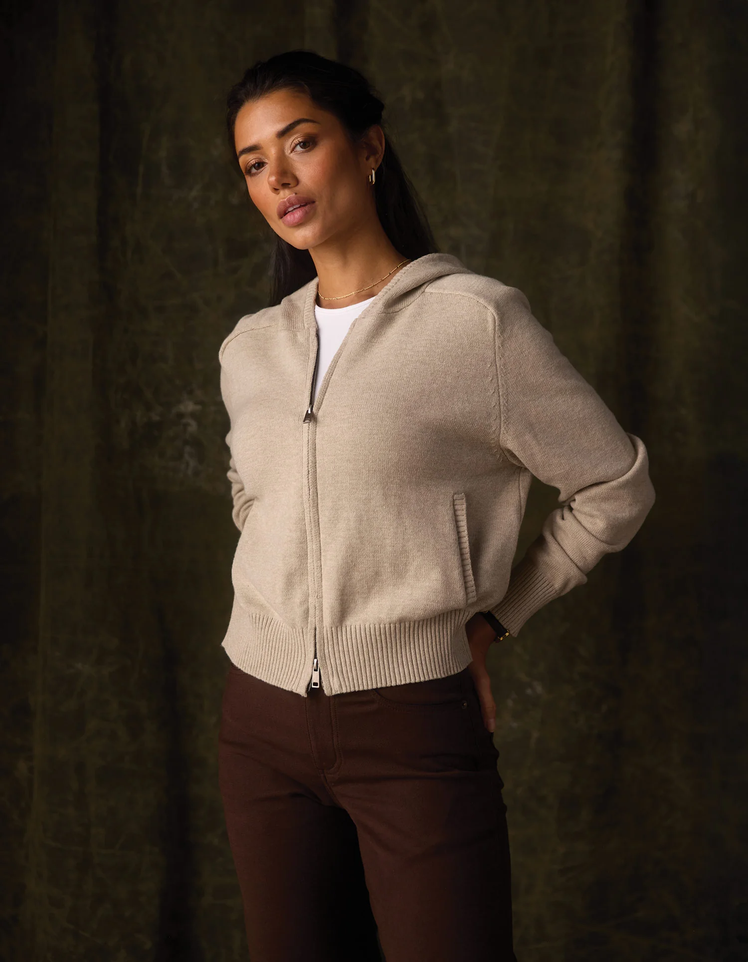 Lola Full Zip Hoodie in Oat - Image 3