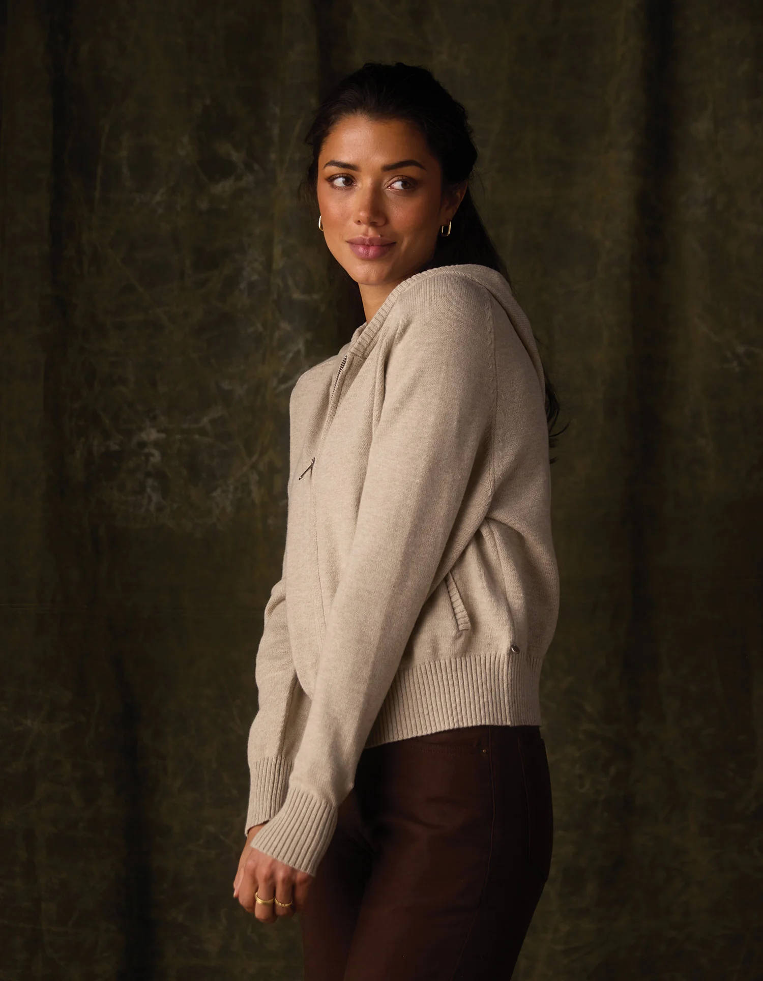 Lola Full Zip Hoodie in Oat - Image 4
