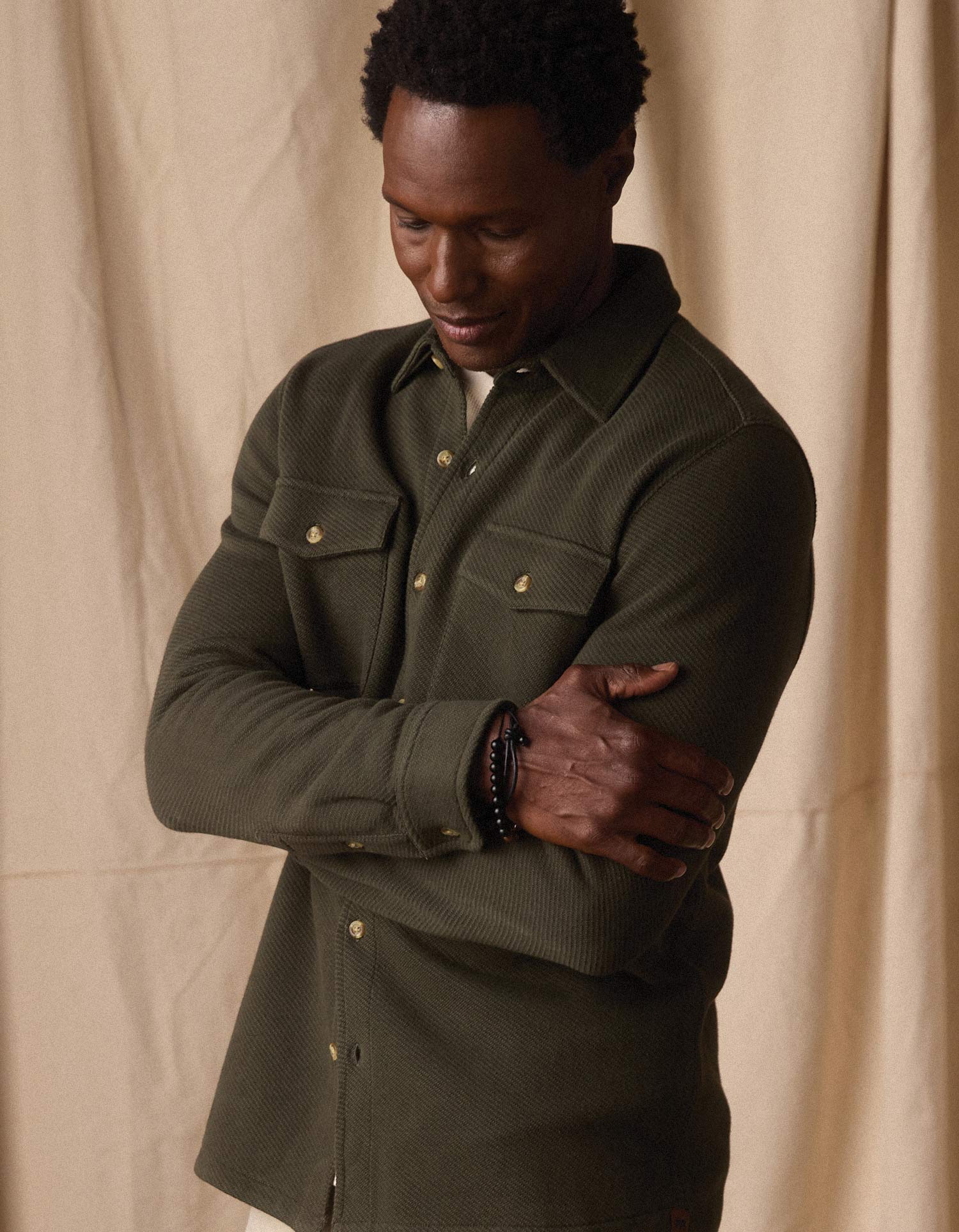 Looped Terry Button Up in Alpine - Image 3