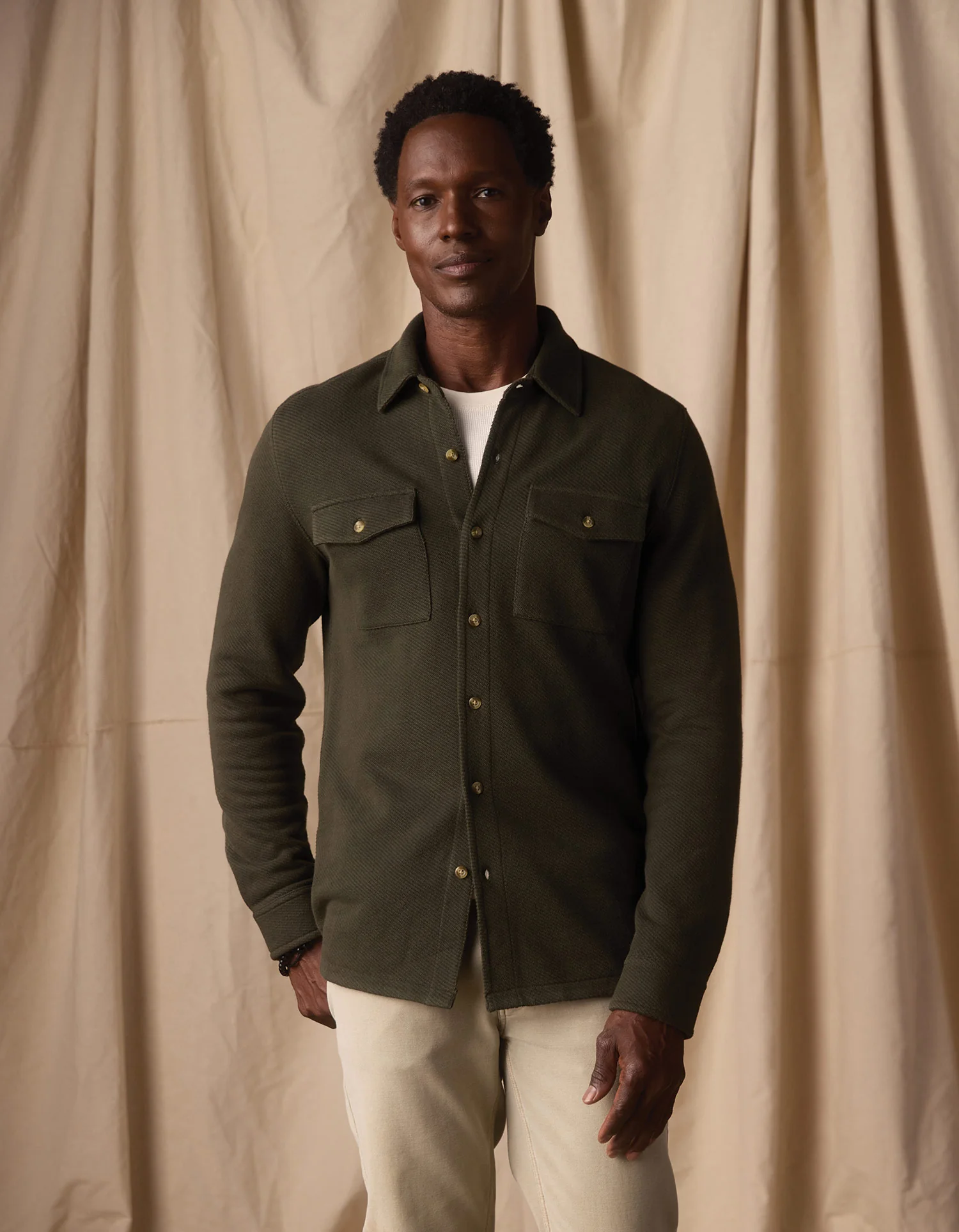 Looped Terry Button Up in Alpine - Image 4