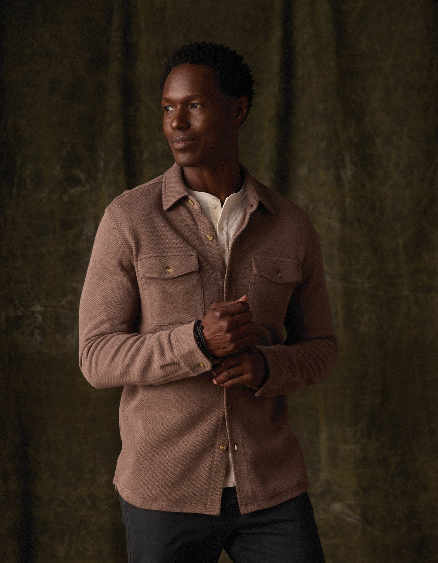 Looped Terry Button Up in Cedar - Image 2