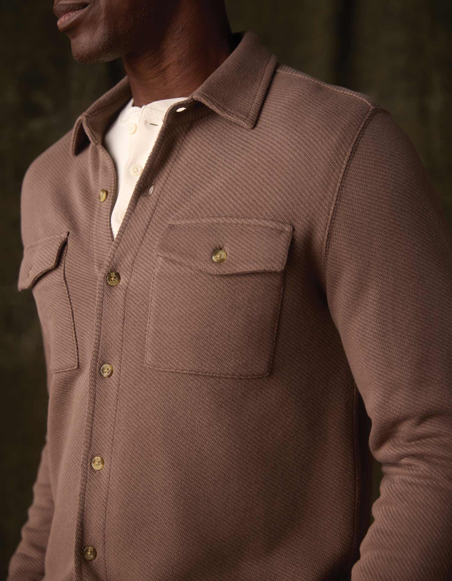 Looped Terry Button Up in Cedar - Image 4