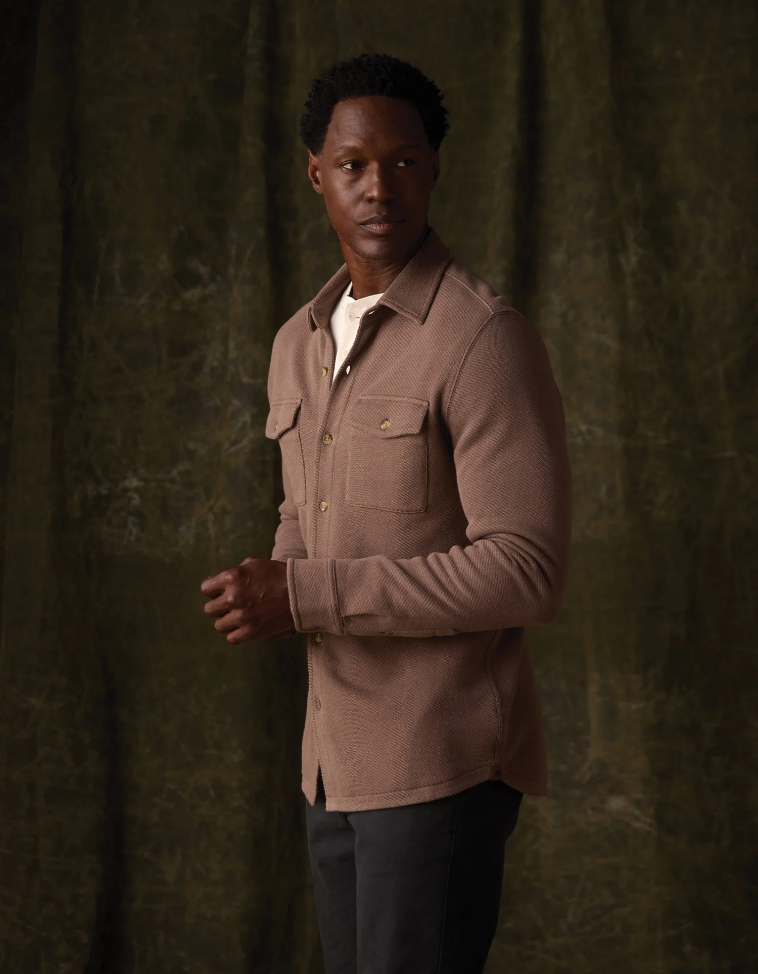 Looped Terry Button Up in Cedar - Image 5